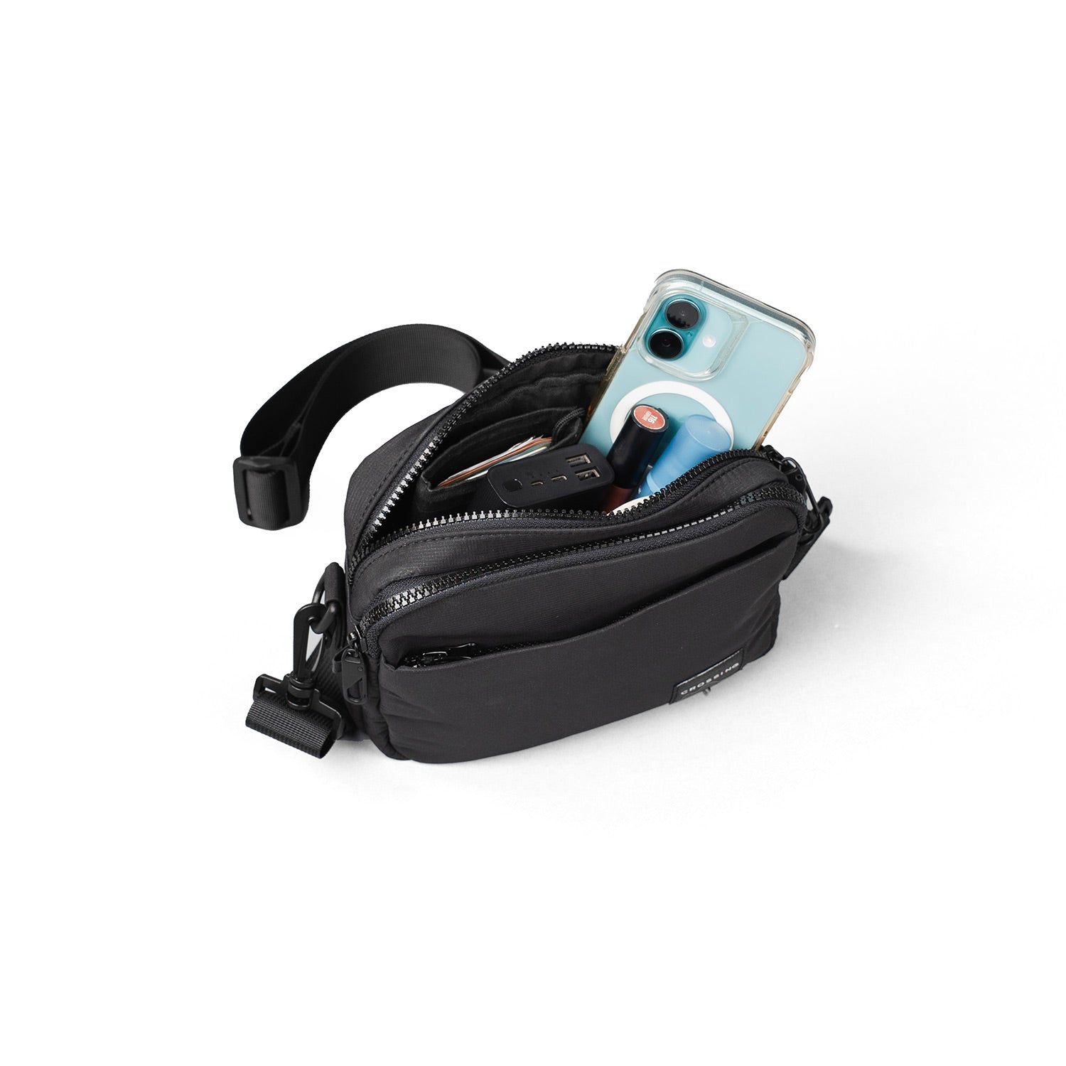 Crossing Sam Anti-Theft RFID Crossbody Bag - Black