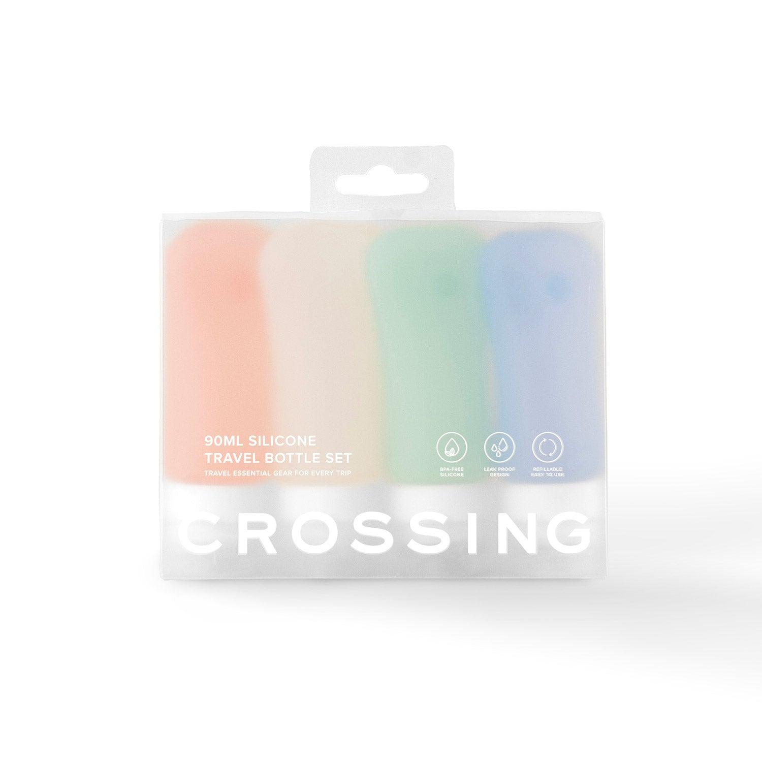 Crossing Silicone Leak Proof TSA Approved Travel Size Bottles 90ml (4 Pack) - Assorted