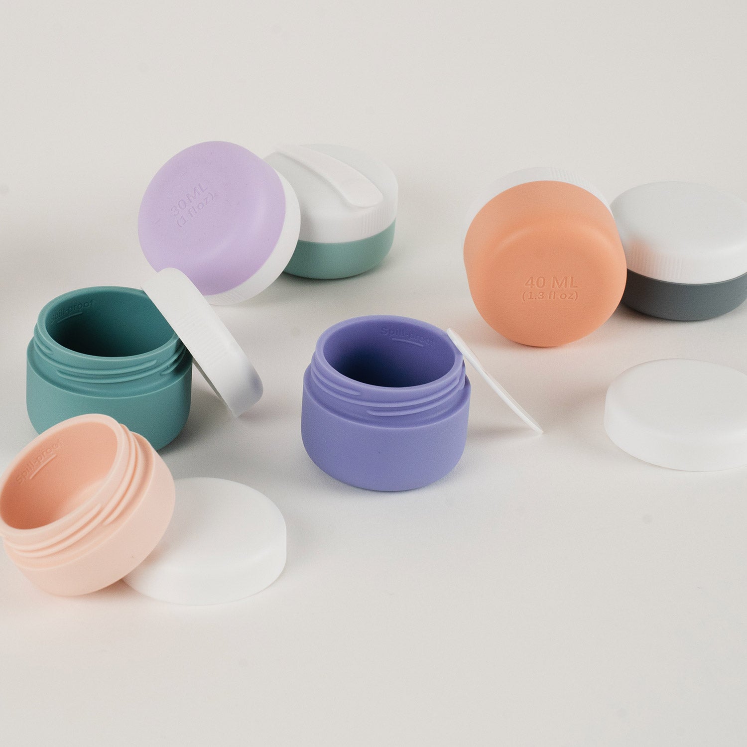 Crossing Silicone Leak Proof TSA Approved Travel Size Cream Jar 30/40 ml (2 Pack) - L.Grey/D.Grey