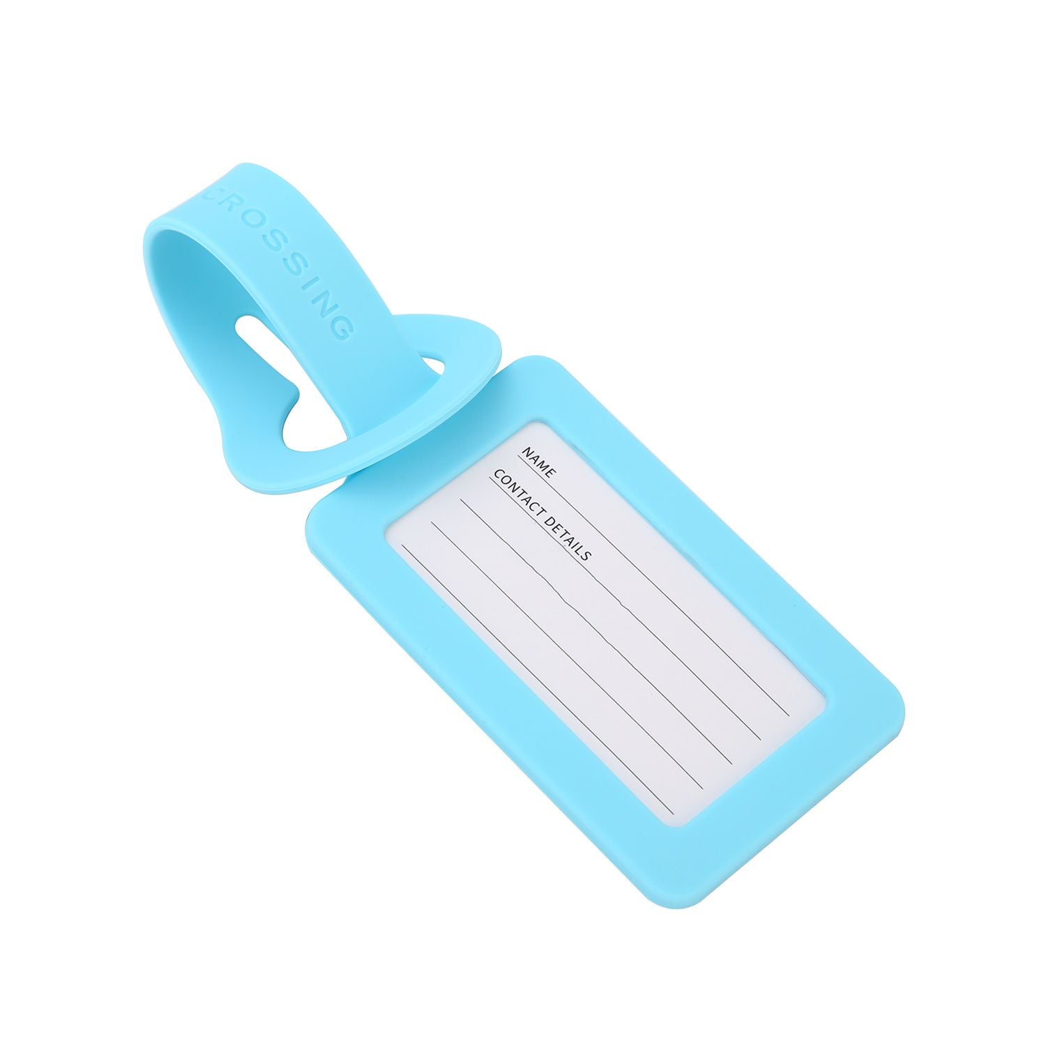 Crossing Silicone Luggage Tag - Neon Aqua Blue