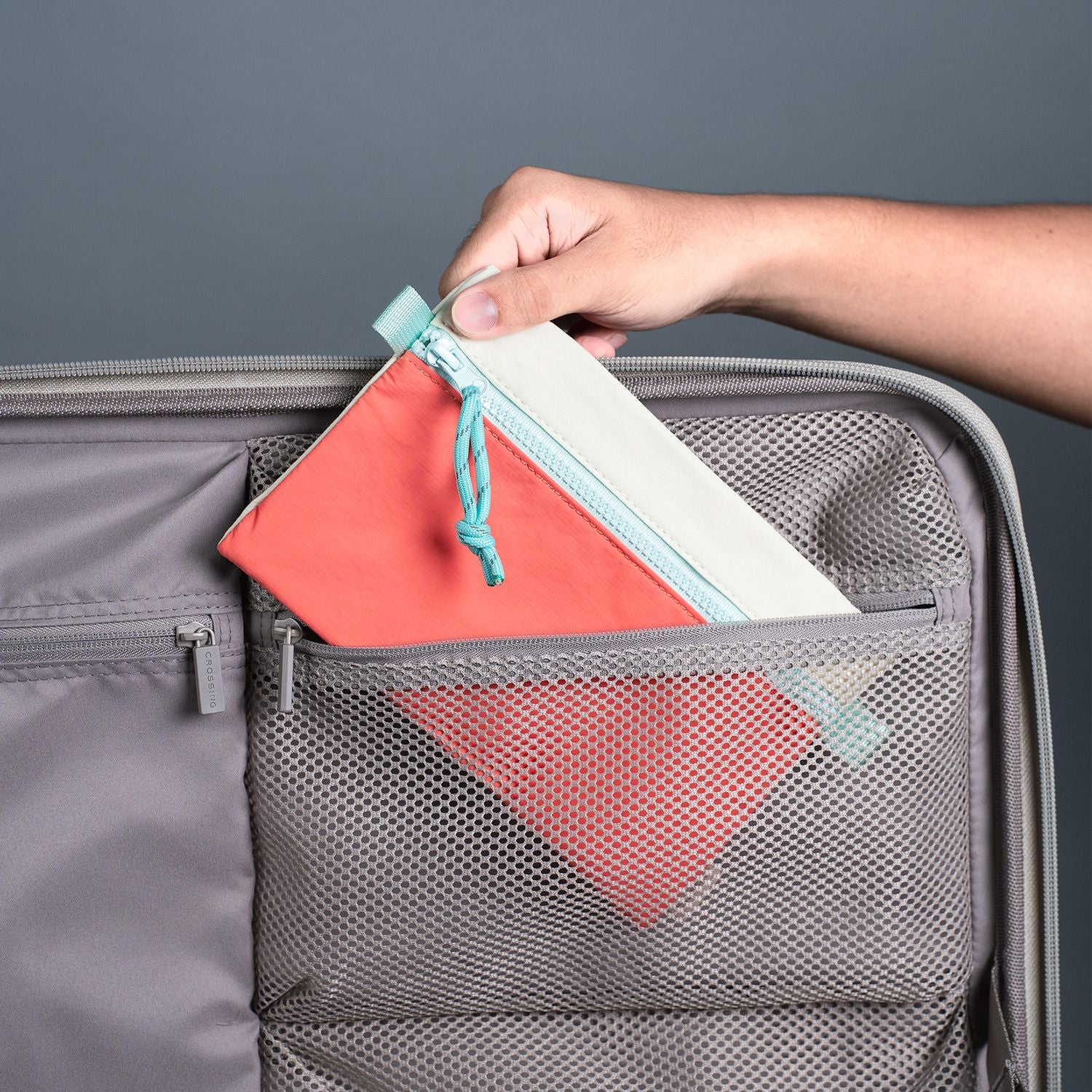 Crossing Tessa Colour Block Pouch Large - Coral/White Beige