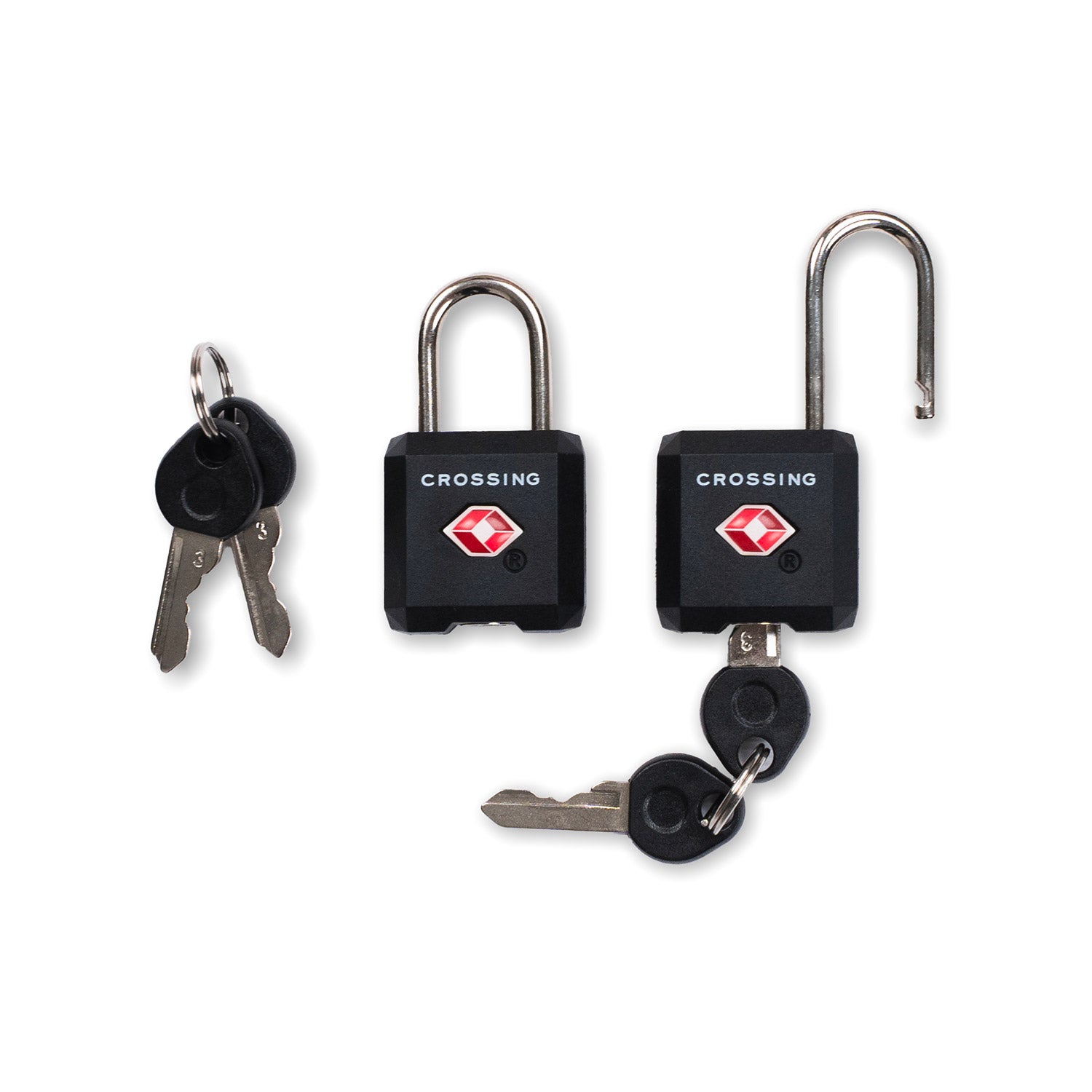 Crossing Ultra-Light TSA Travel Lock With Keys (Twin Pack) - Black