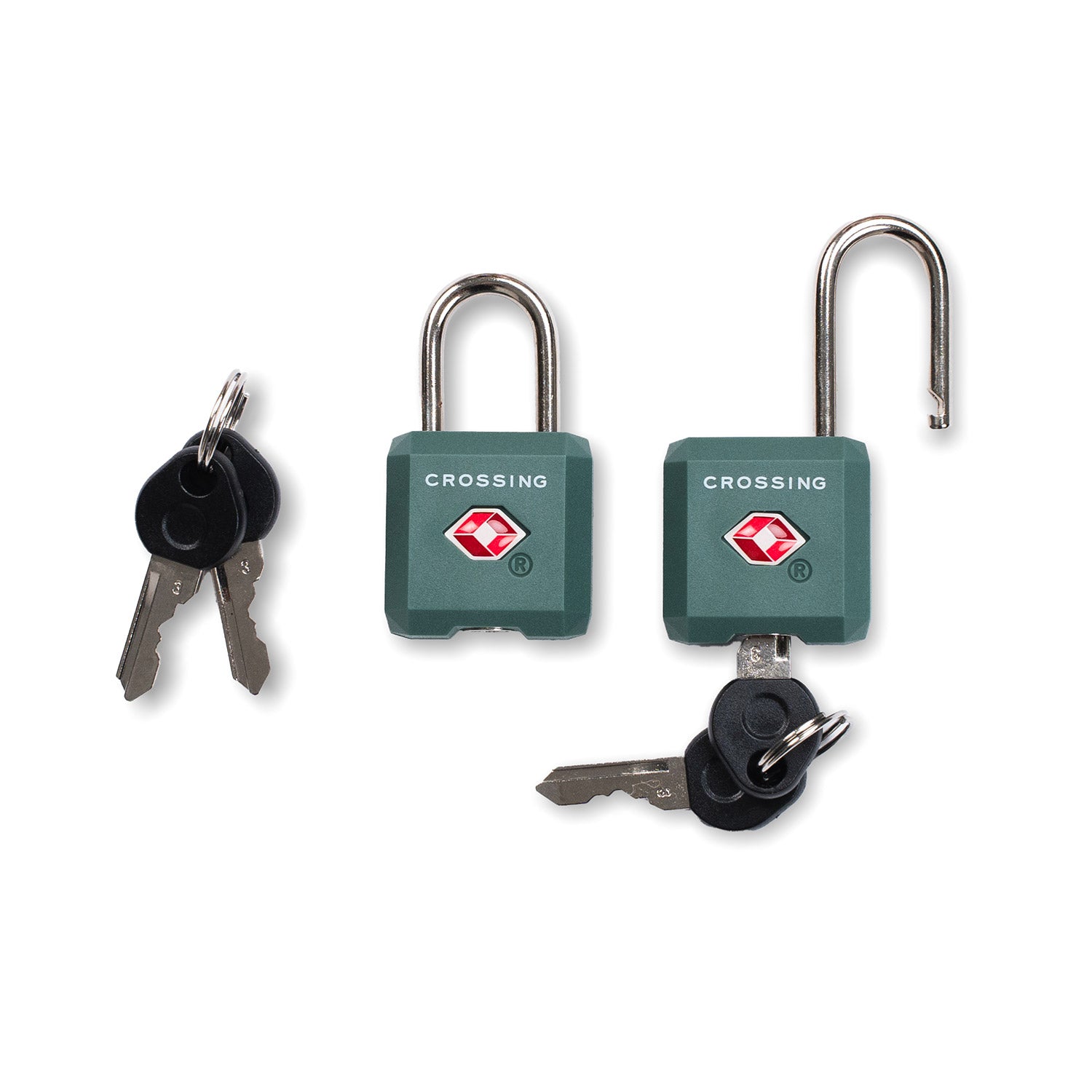 Crossing Ultra-Light TSA Travel Lock With Keys (Twin Pack) - Forest Green