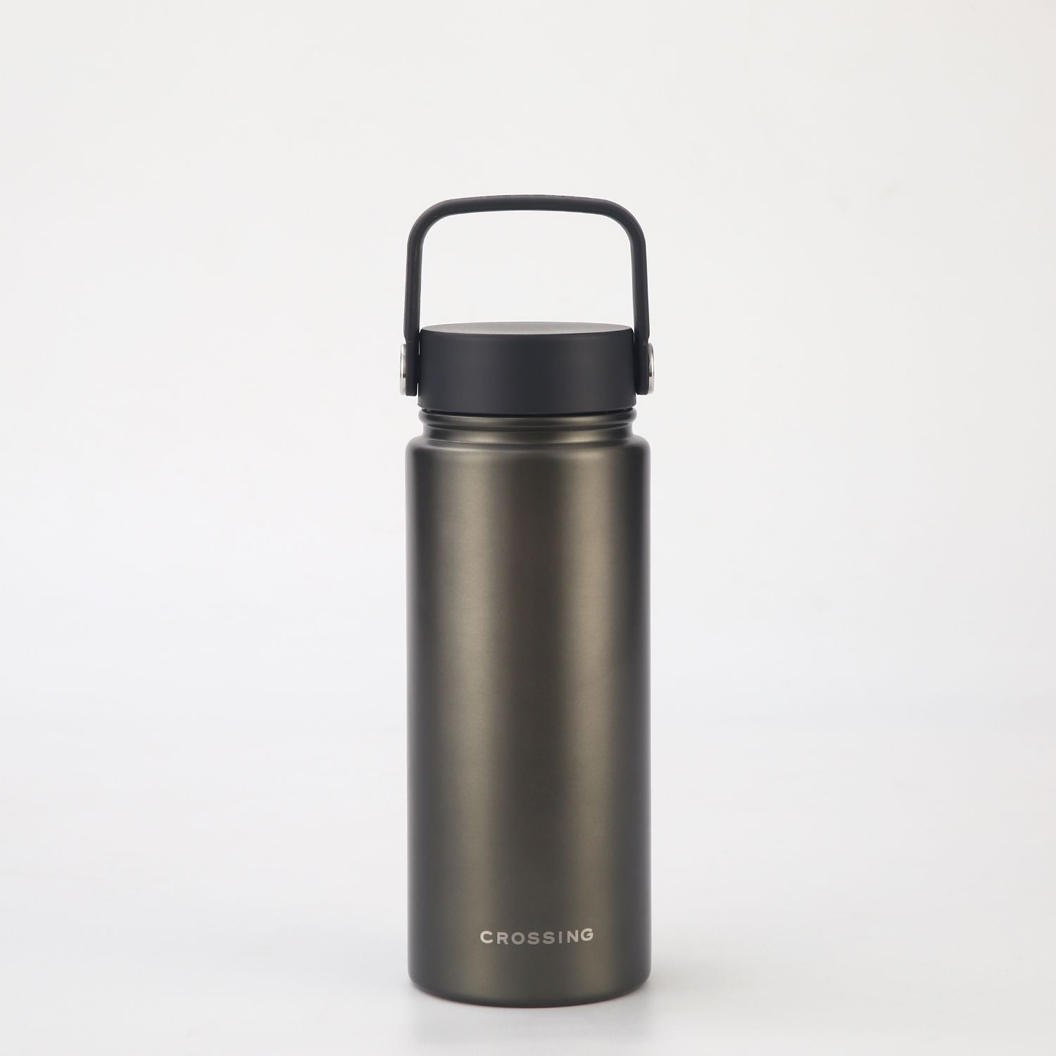 Crossing Urban Ceramic S/S Insulated Flat Cap Bottle With Handle 600ml - Gun Metal