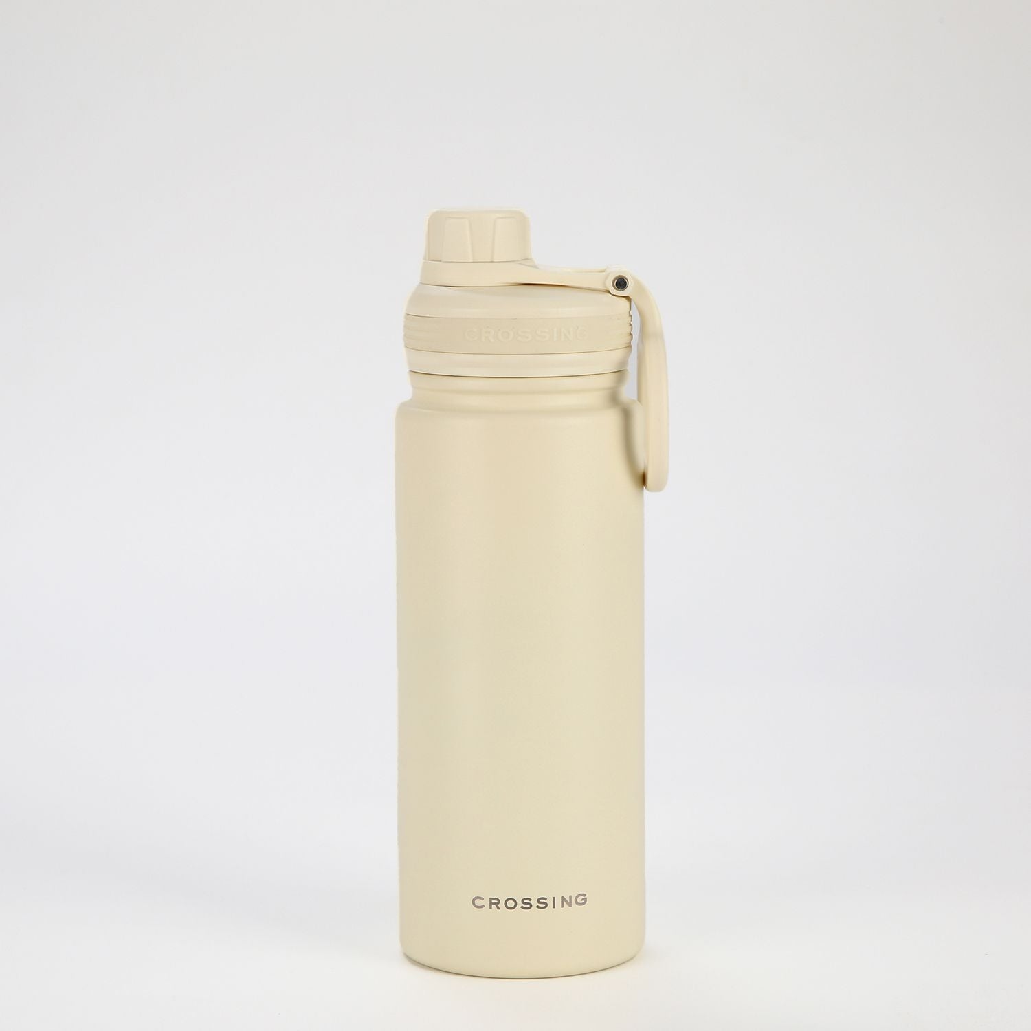 Crossing Urban Ceramic S/S Insulated Screw Cap Sports Bottle With Handle 600ml - Cotton (White)