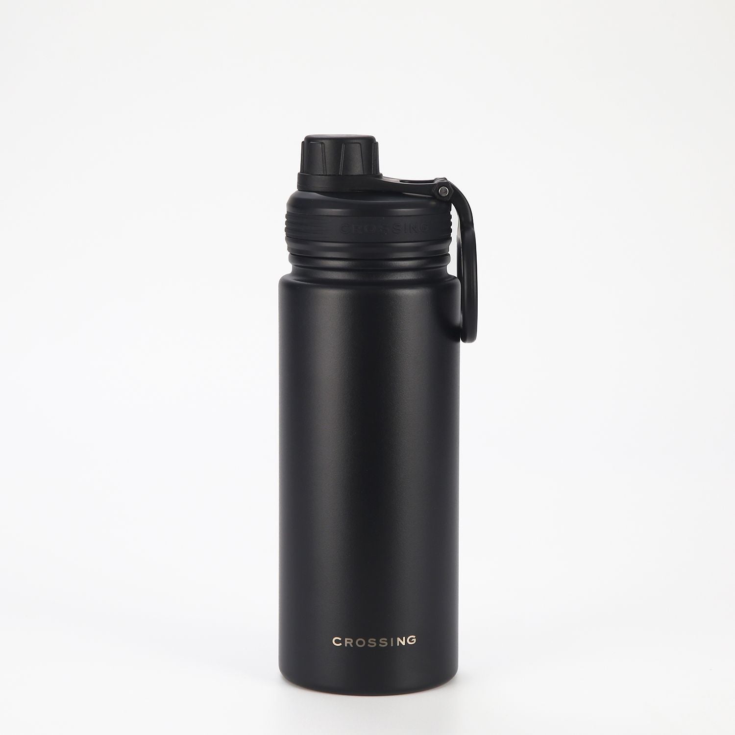 Crossing Urban Ceramic S/S Insulated Screw Cap Sports Bottle With Handle 600ml - Ebony (Black)