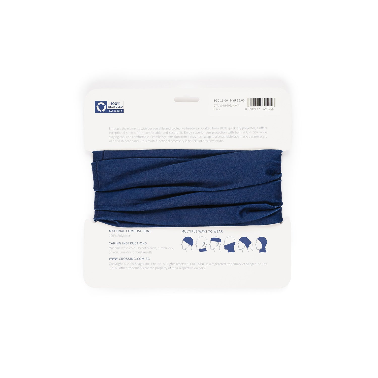 Crossing UV Multi-Functional Headwear UPF 50+ Sun Protection - Navy