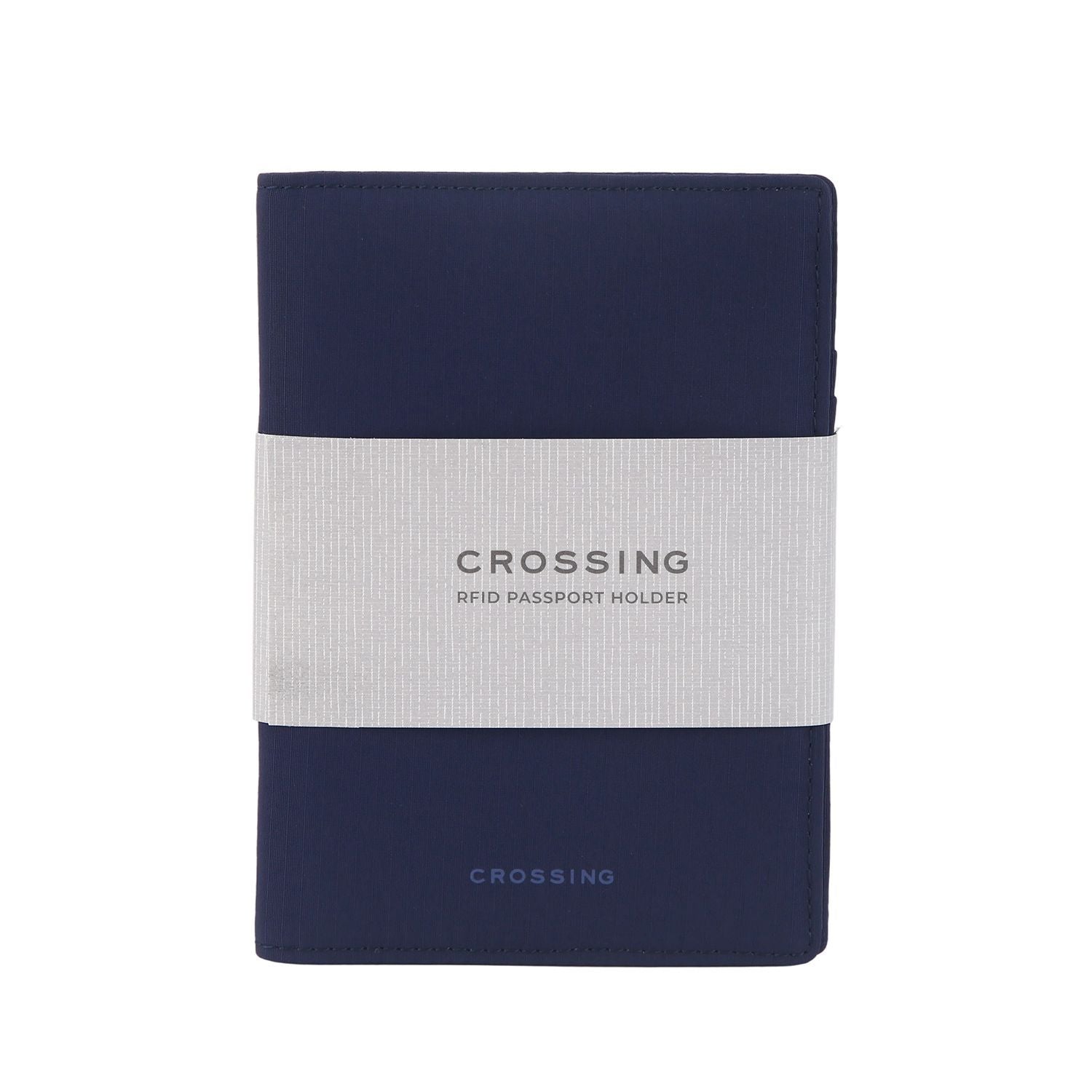 Crossing Waterproof Checked Nylon Passport Cover RFID - Navy