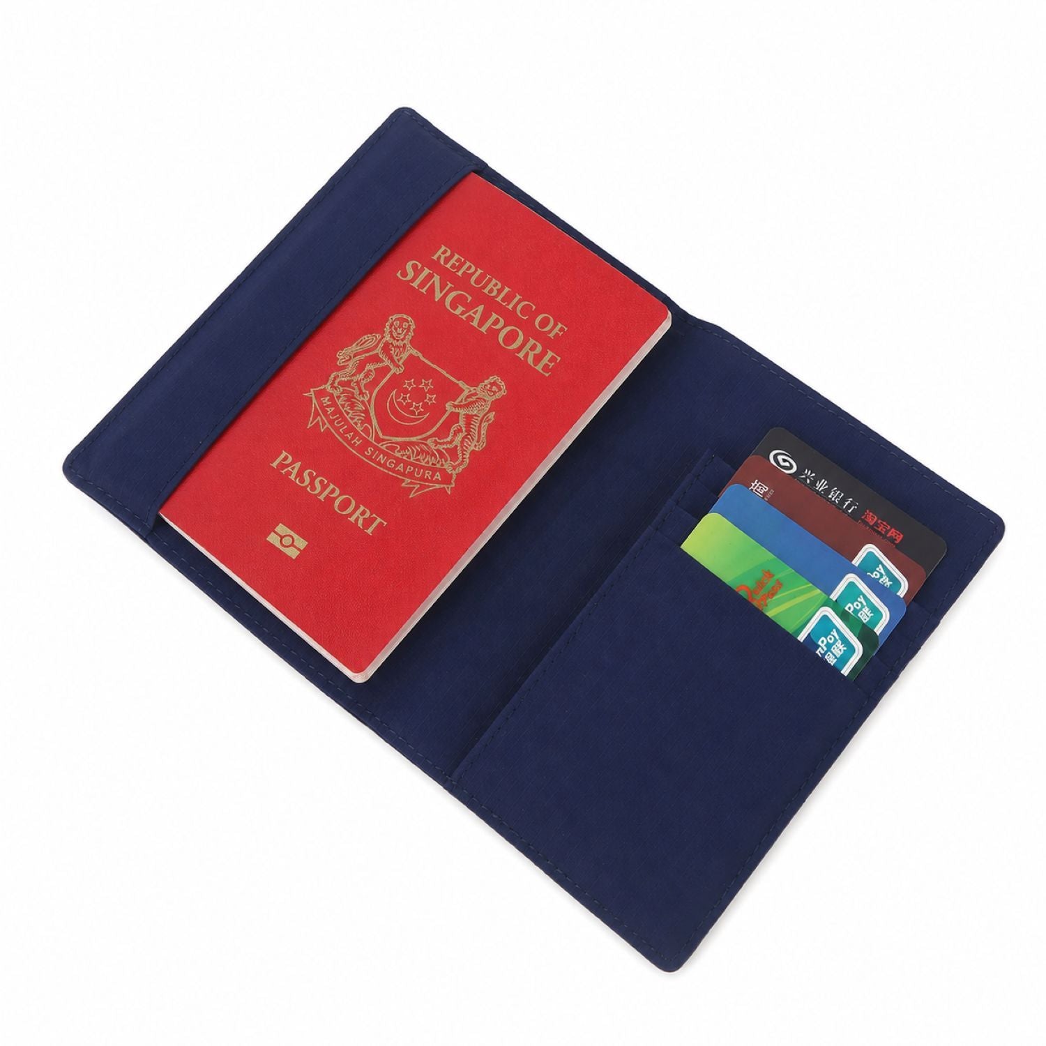 Crossing Waterproof Checked Nylon Passport Cover RFID - Navy