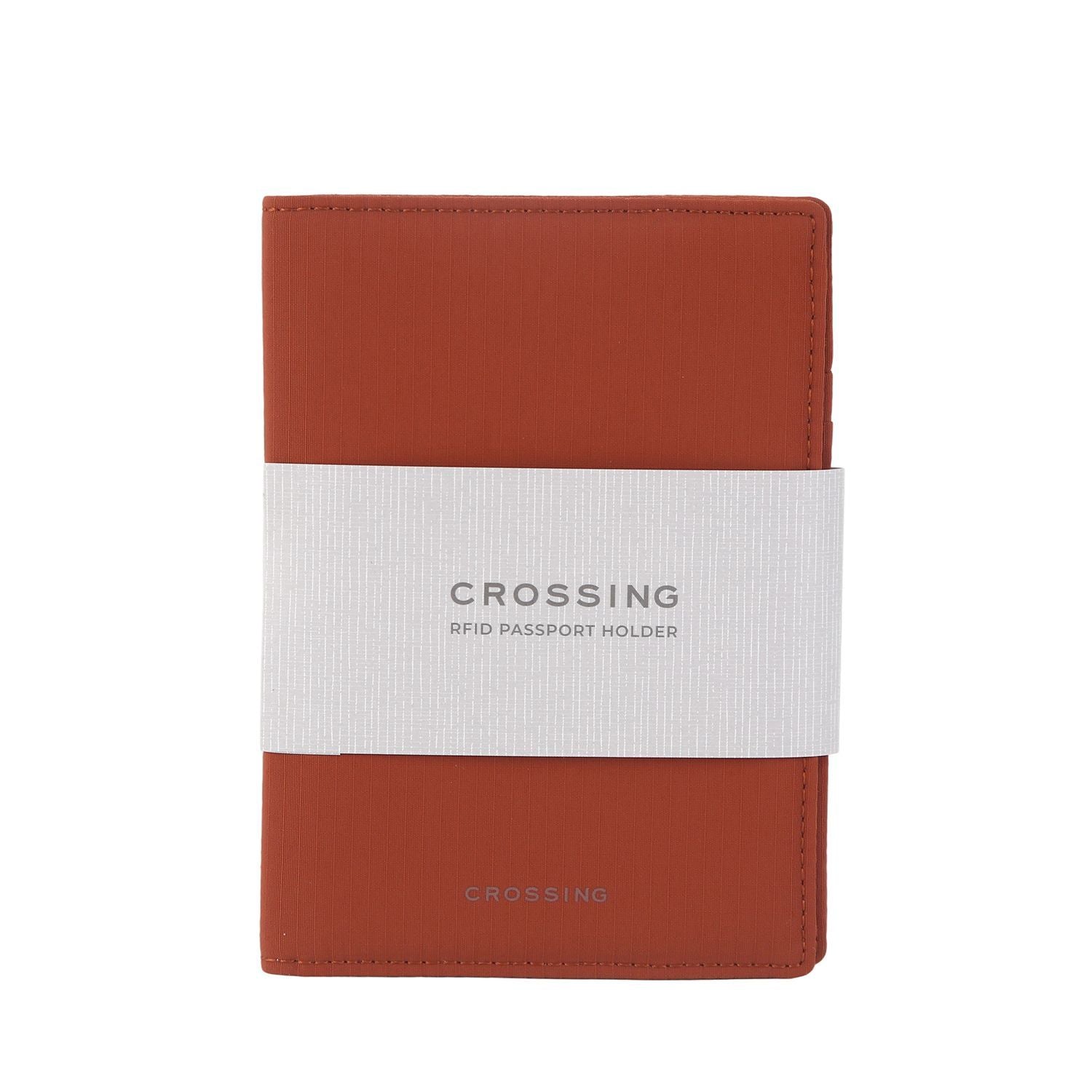 Crossing Waterproof Checked Nylon Passport Cover RFID - Rust