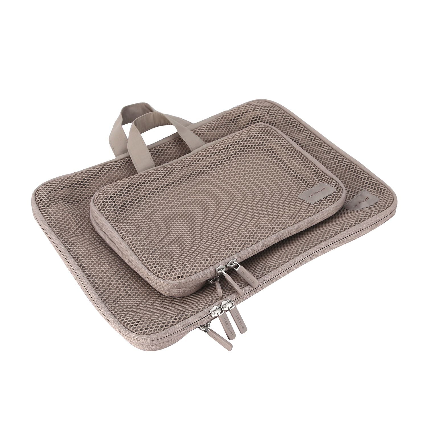 Crossing Waterproof Ripstop Nylon Compression Packing Cube Set (2-Piece Set) - Light Grey