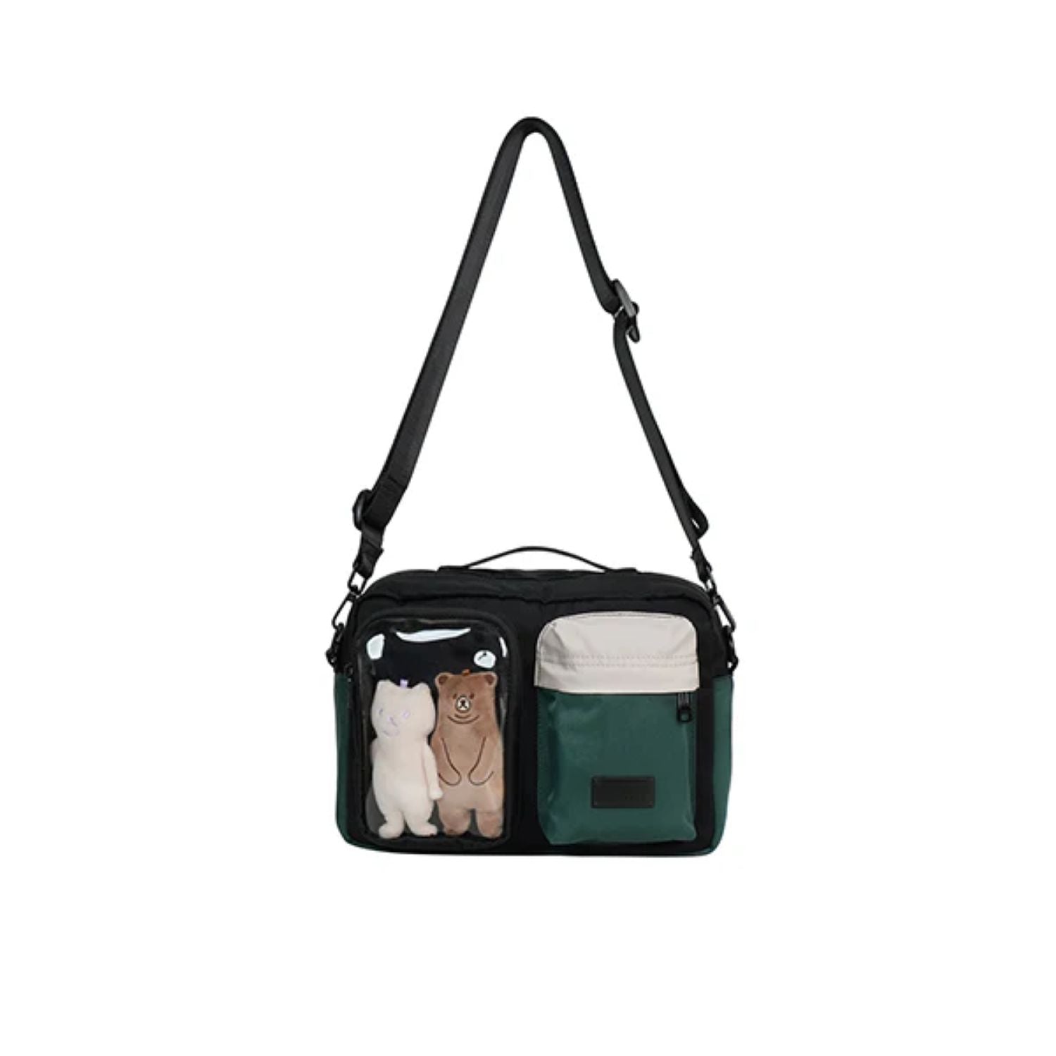 Doughnut Satchel Lucent Series Crossbody Bag - Black X Slate Green