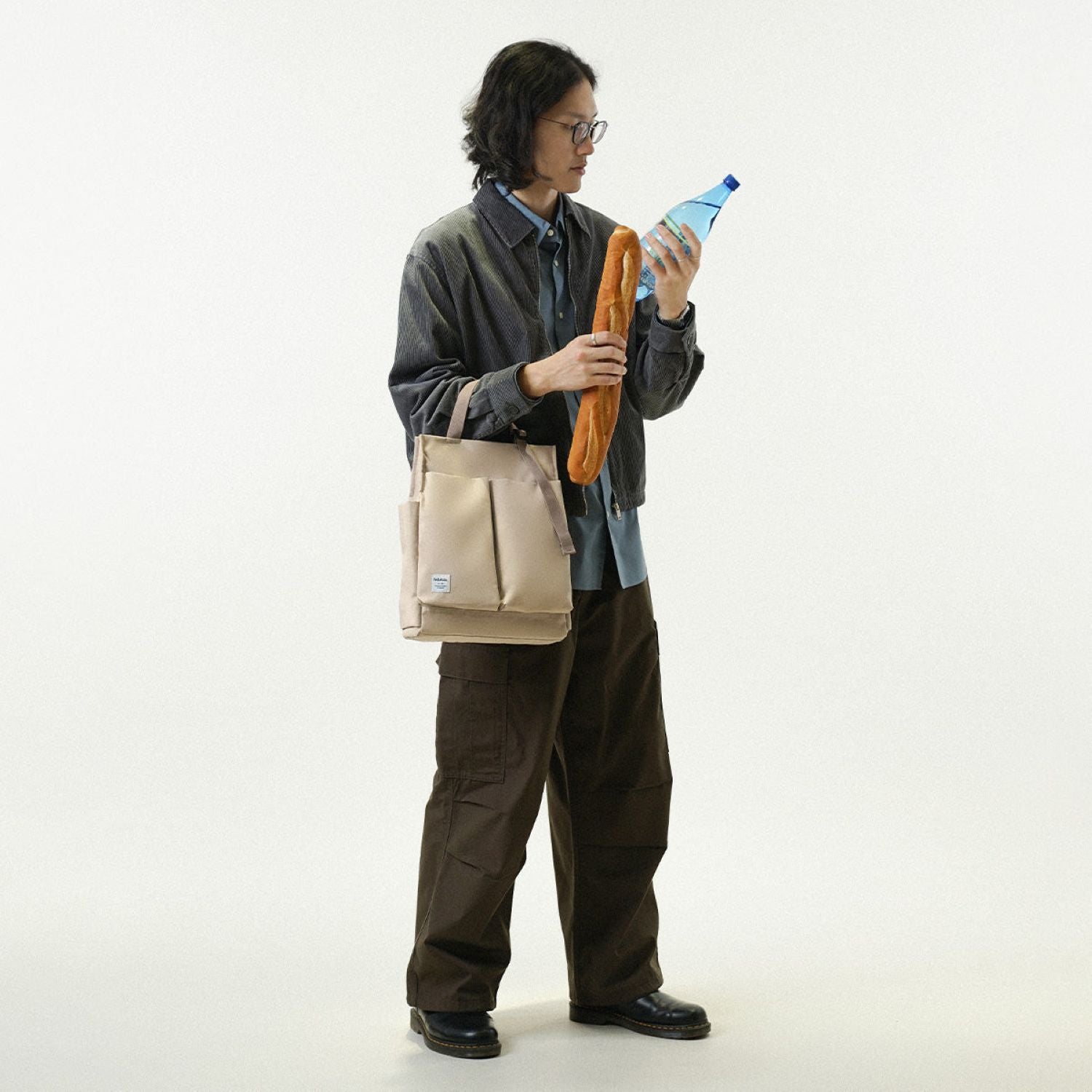 Hellolulu Luke 3 Way Vertical Tote Recycled (Fog Khaki)