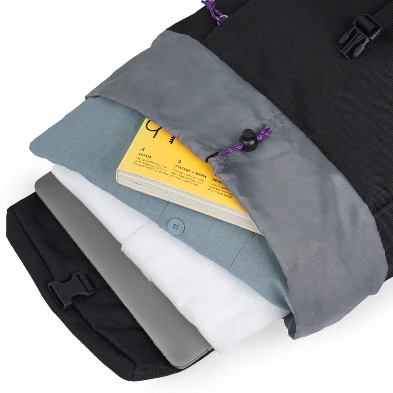 Hellolulu Saro Utility Flap Backpack M (Cool Black)