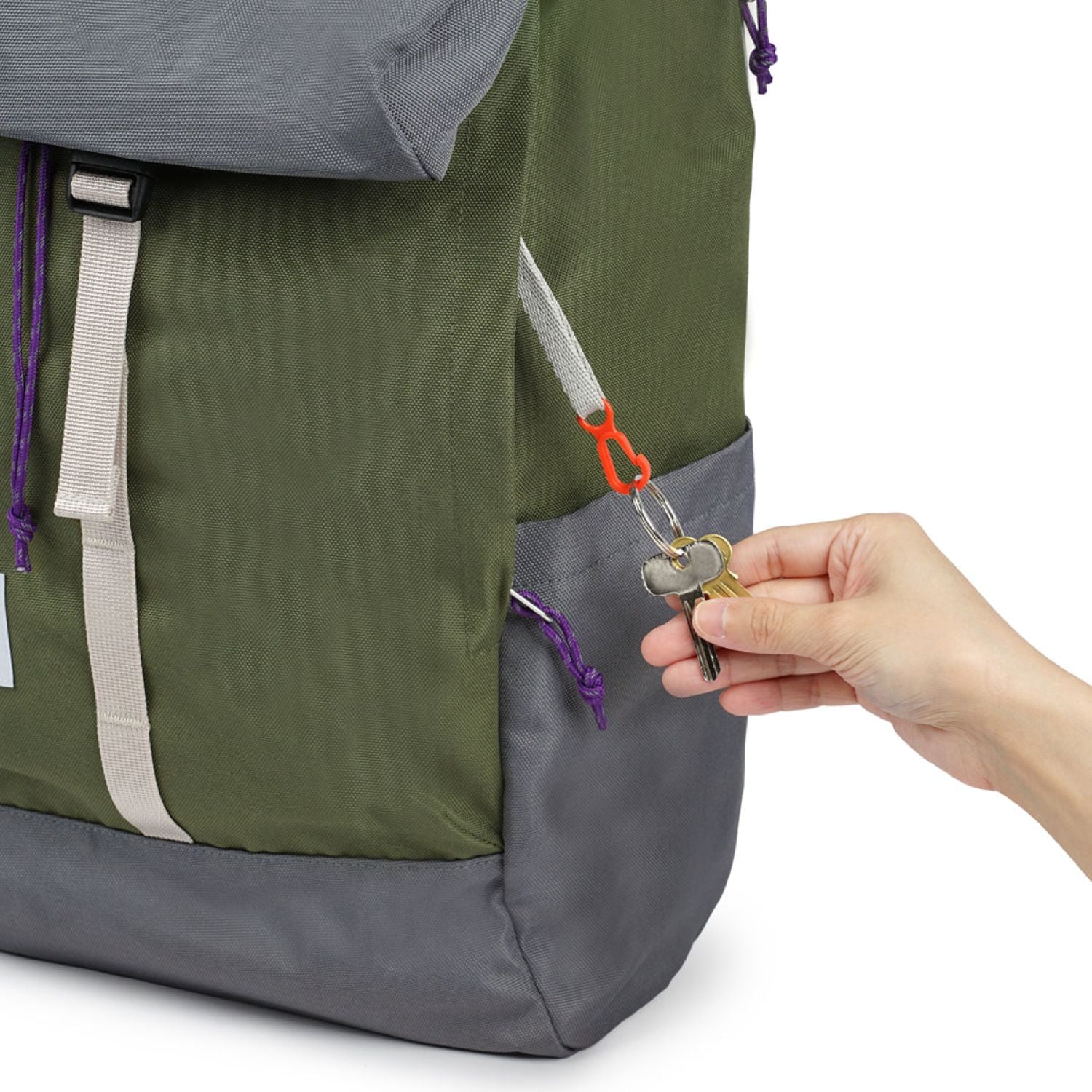 Hellolulu Saro Utility Flap Backpack M (Oil Green/Cool Gray)