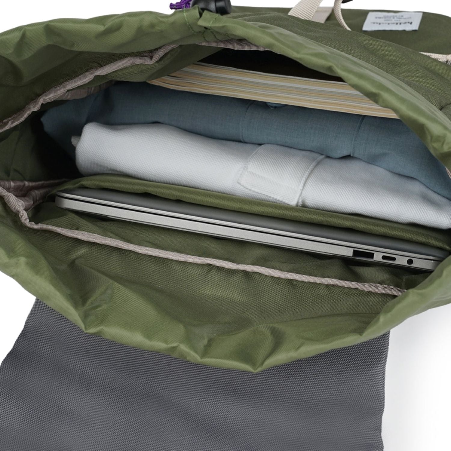 Hellolulu Saro Utility Flap Backpack M (Oil Green/Cool Gray)