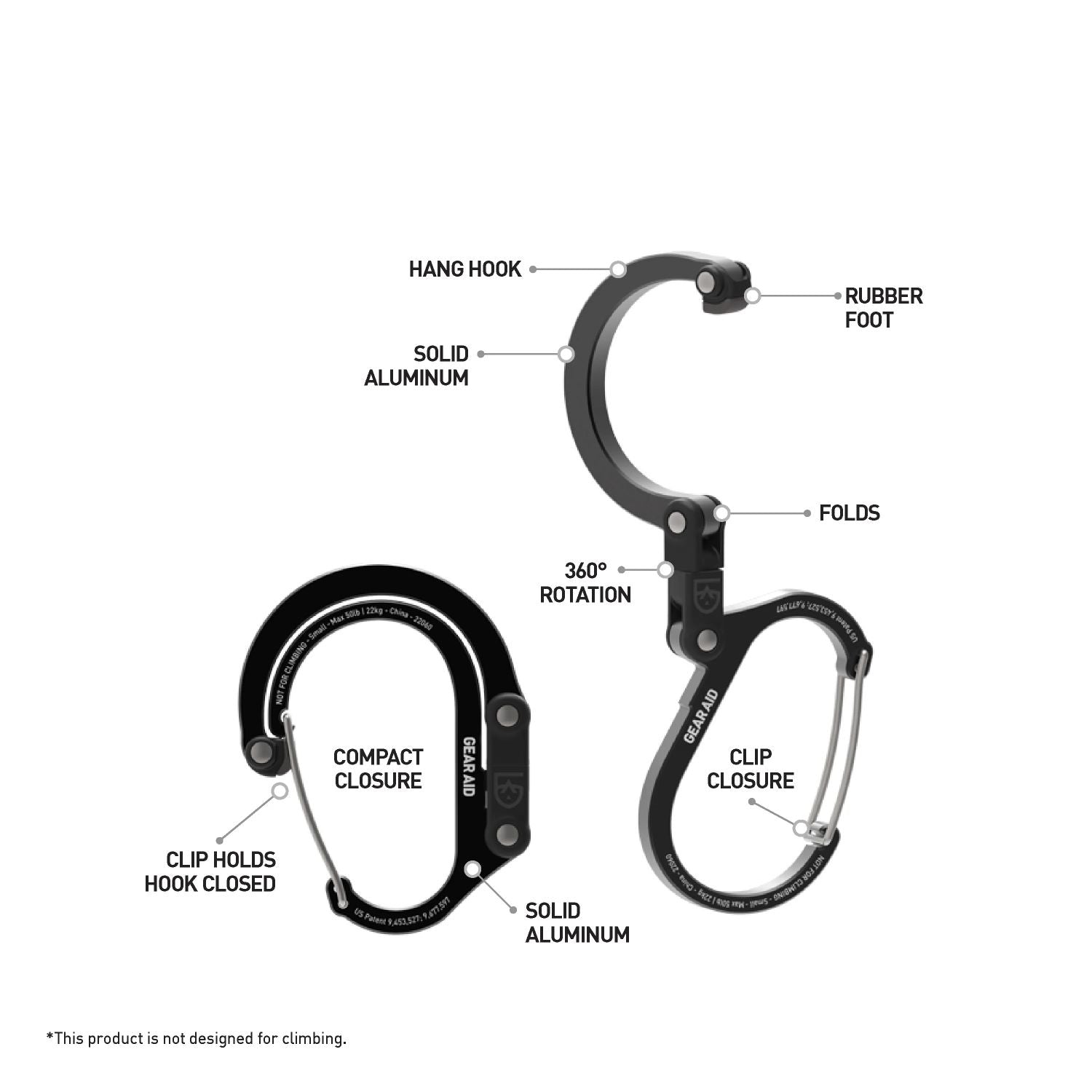 Heroclip Carabiner Small - Black & Blue