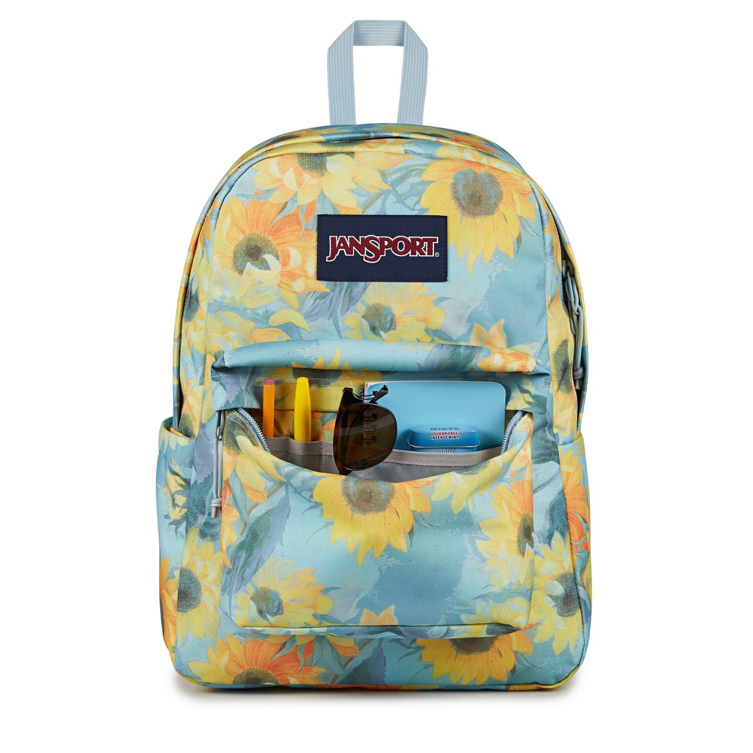 jansport backpack sunflowers yelloow Superbreak Plus all products Talking Saltwater with Sam Easy access front zippered Size:1.8M 5.91FT