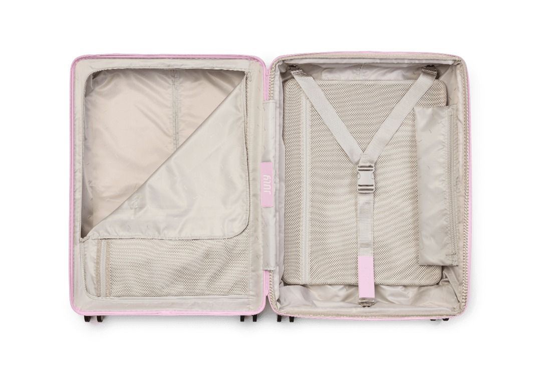 July Checked Expandable Polycarbonate With Casesafe Tracking 26" Luggage - Blush Pink