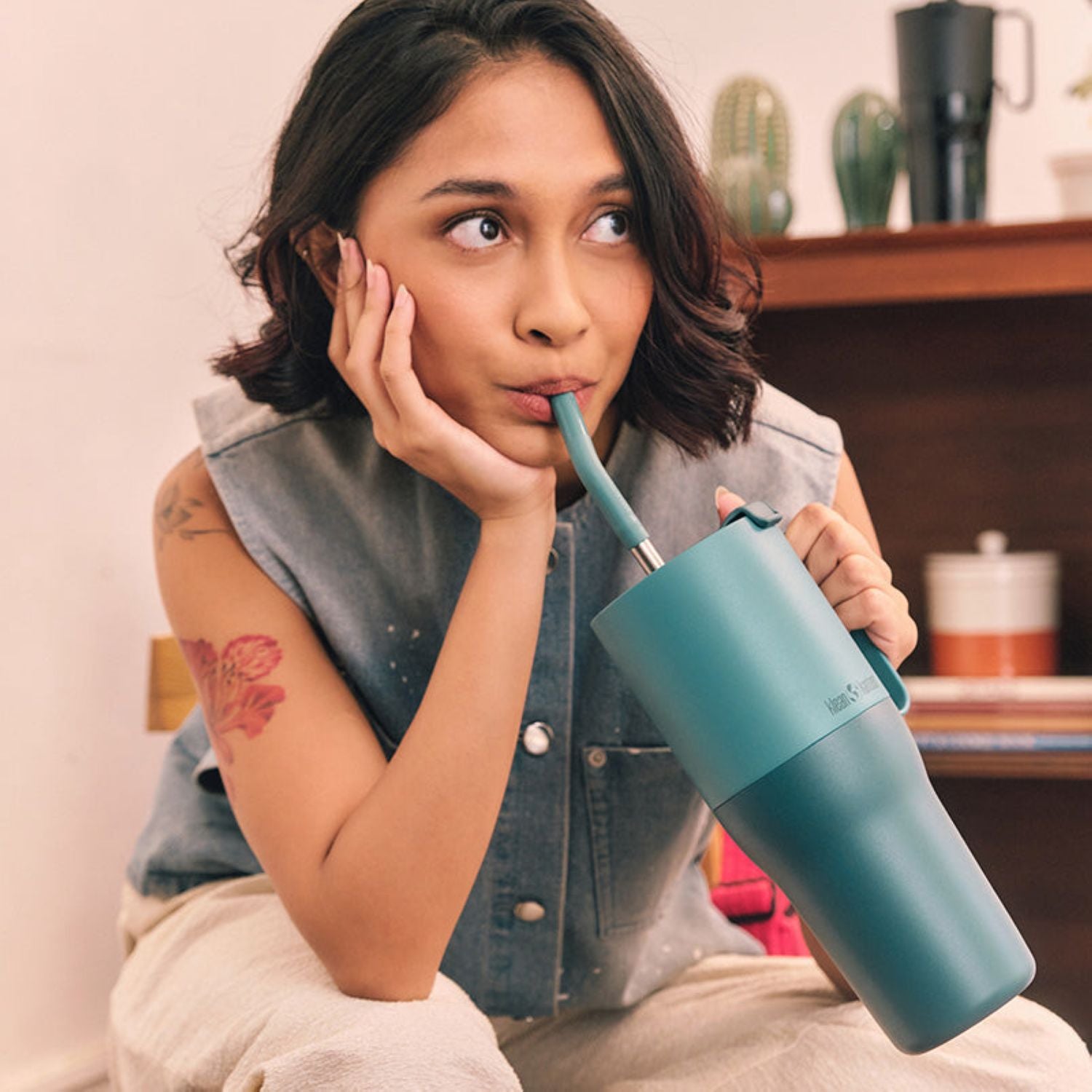 Klean Kanteen Rise 36Oz Tumbler (with Flip Straw Lid) (Brittany Blue)