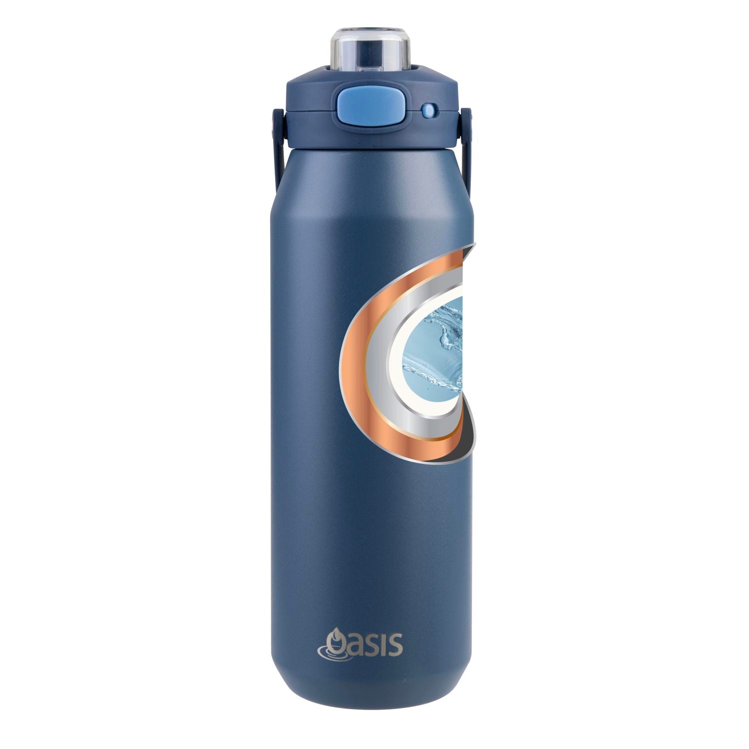 Oasis Ceramic S/S Triple Wall Capri Quick Release Drink Bottle 1L - Indigo