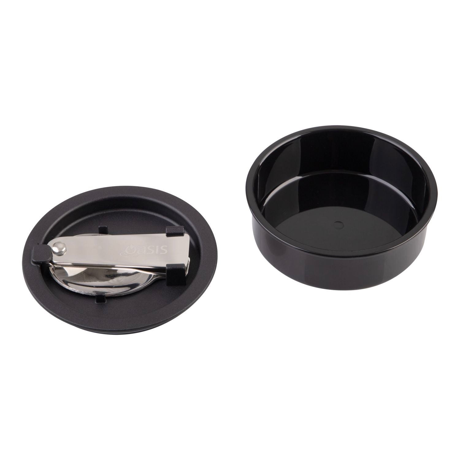 Oasis S/S Insulated Dual Compartment Food Jar W Handle And Spoon 480Ml - Black