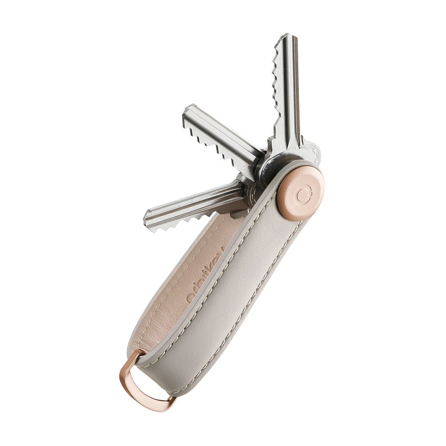 Orbitkey Leather Key Organiser (Stone/Rosegold)