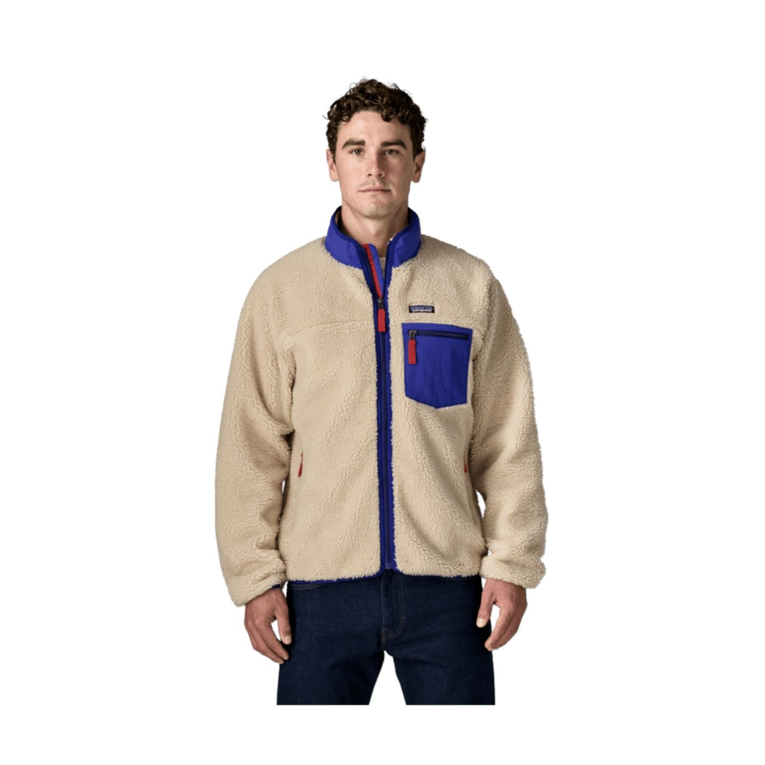 Patagonia Men's Classic Retro-X® Fleece Jacket - XL (Dark Natural W/Cobalt Blue)