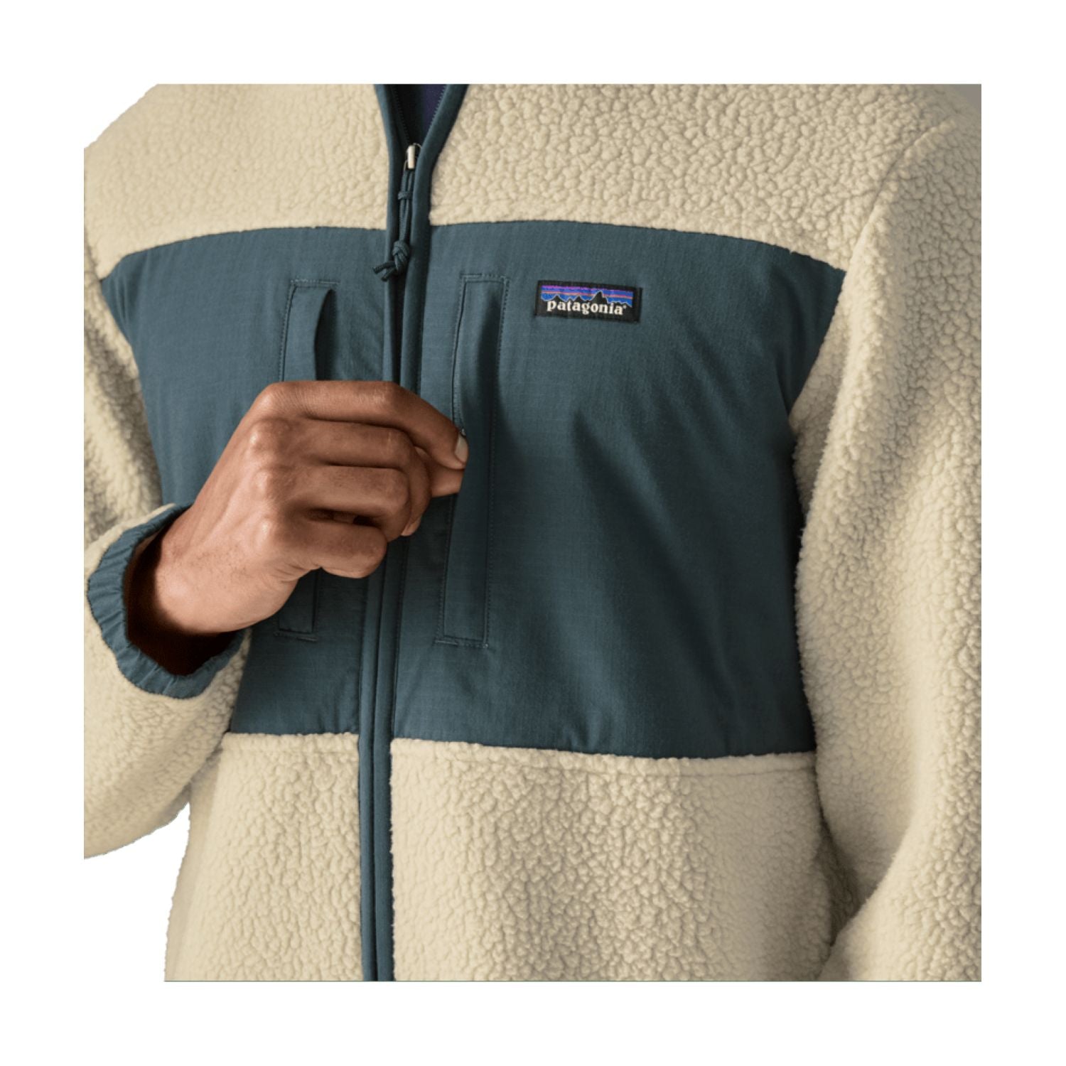 Patagonia Men's Retro Pile Fleece Patch Jacket (Pelican) - L