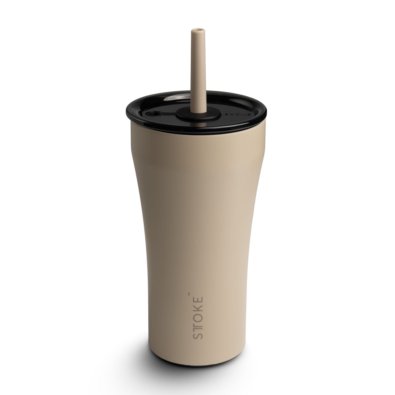 STTOKE Earth Leakproof Ceramic Insulated Cup Powder Coating With Straw 20oz - Mousse Taupe