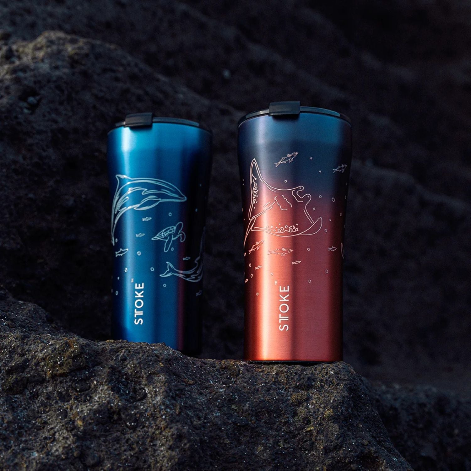 STTOKE Limited Edition Leakproof Ocean Series Insulated Cup 16oz - Dolphin