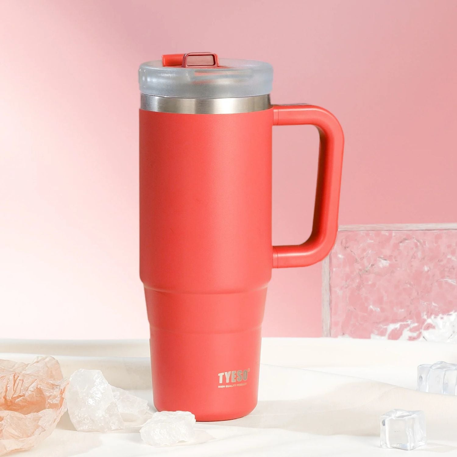 Tyeso Aura Leakproof 2 In 1 Sip & Straw Lid S/S Vacuum Tumbler 1200ml - Red