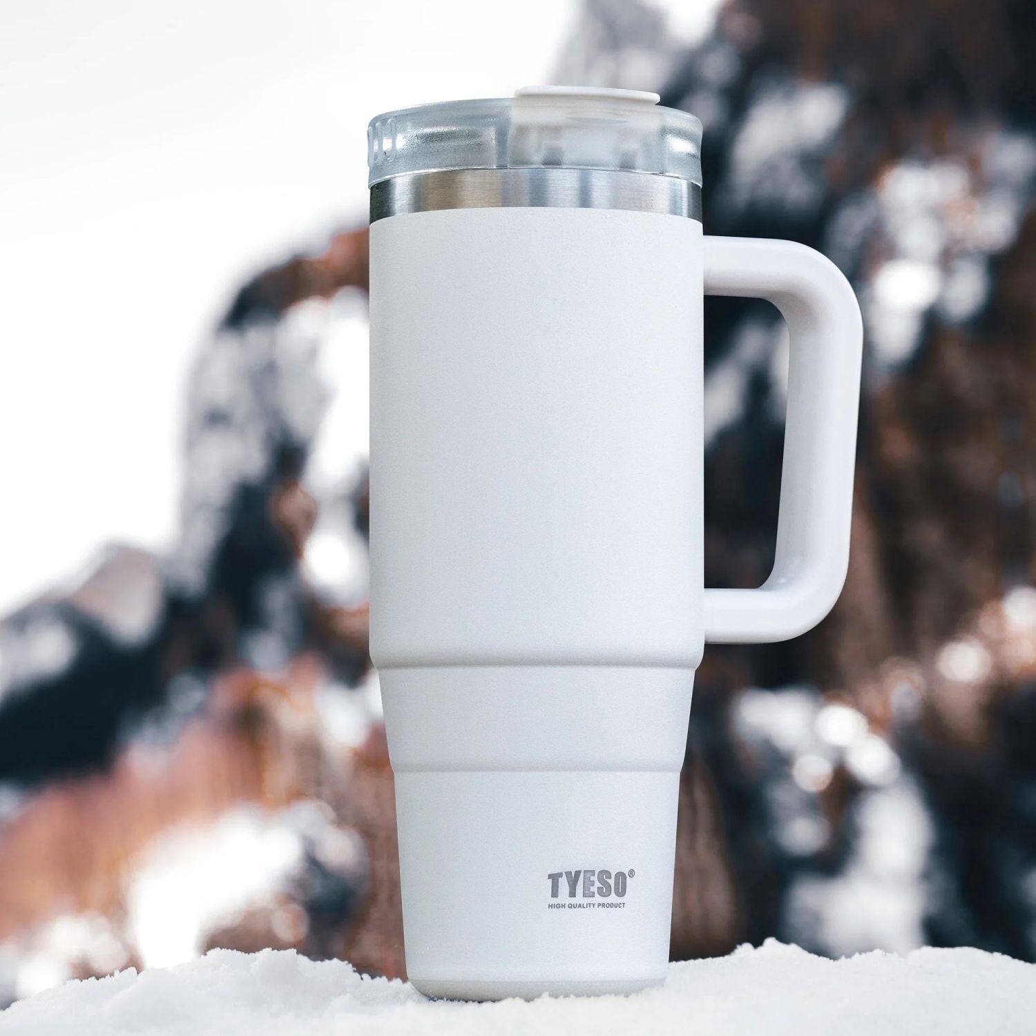Tyeso Aura Leakproof 2 In 1 Sip & Straw Lid S/S Vacuum Tumbler 1200ml - White