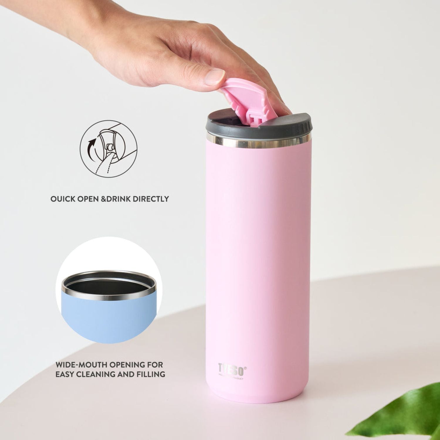 Tyeso Eon 2.0 Leakproof S/S Vacuum Coffee Tumbler 600ML - Pink