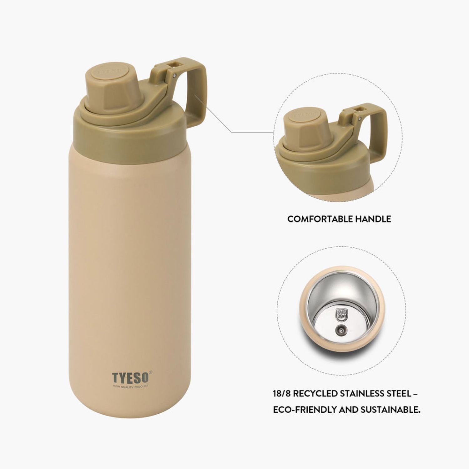 Tyeso Fizz Haze S/S Vacuum Insulated Bottle With Handle 900ML - White