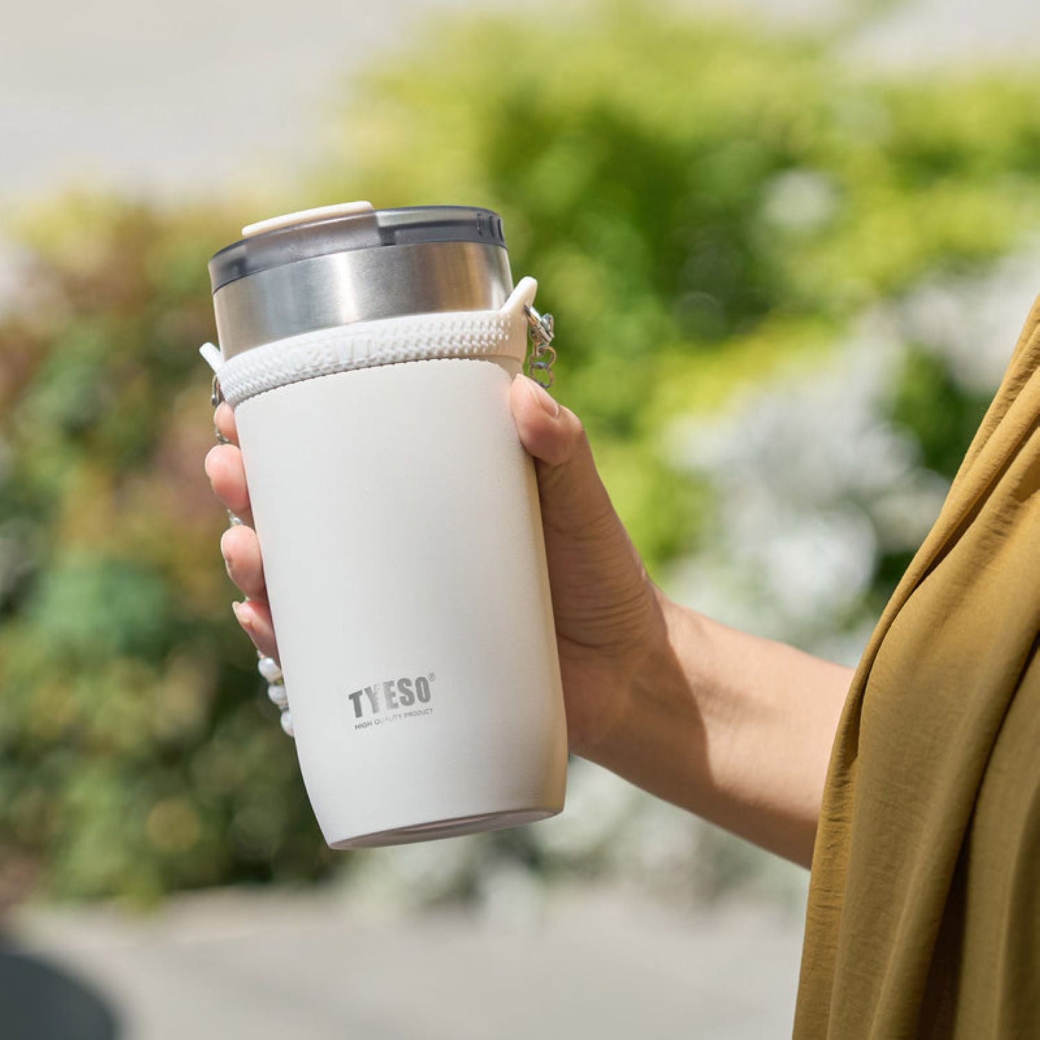 Tyeso Opaline Leakproof Flip Lid S/S Vacuum Insulated Tumbler 550ML - White