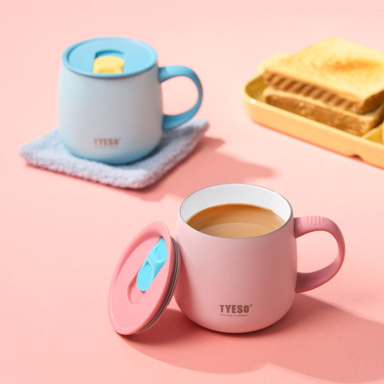 Tyeso Palette Ceramic Slider Lid S/S Vacuum Insulated Table Mug 355ML - Blue
