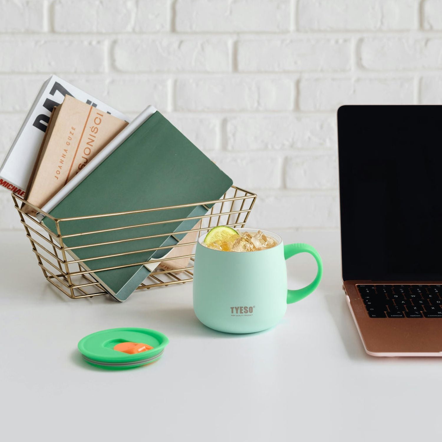 Tyeso Palette Ceramic Slider Lid S/S Vacuum Insulated Table Mug 355ML - Green