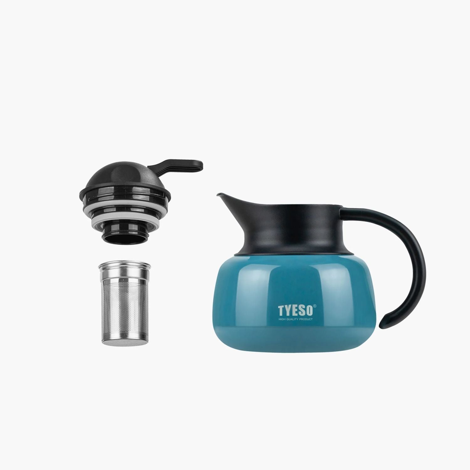 Tyeso Plump Lockable With Filter S/S Vacuum Insulated Tea Pot 600ml - Blue