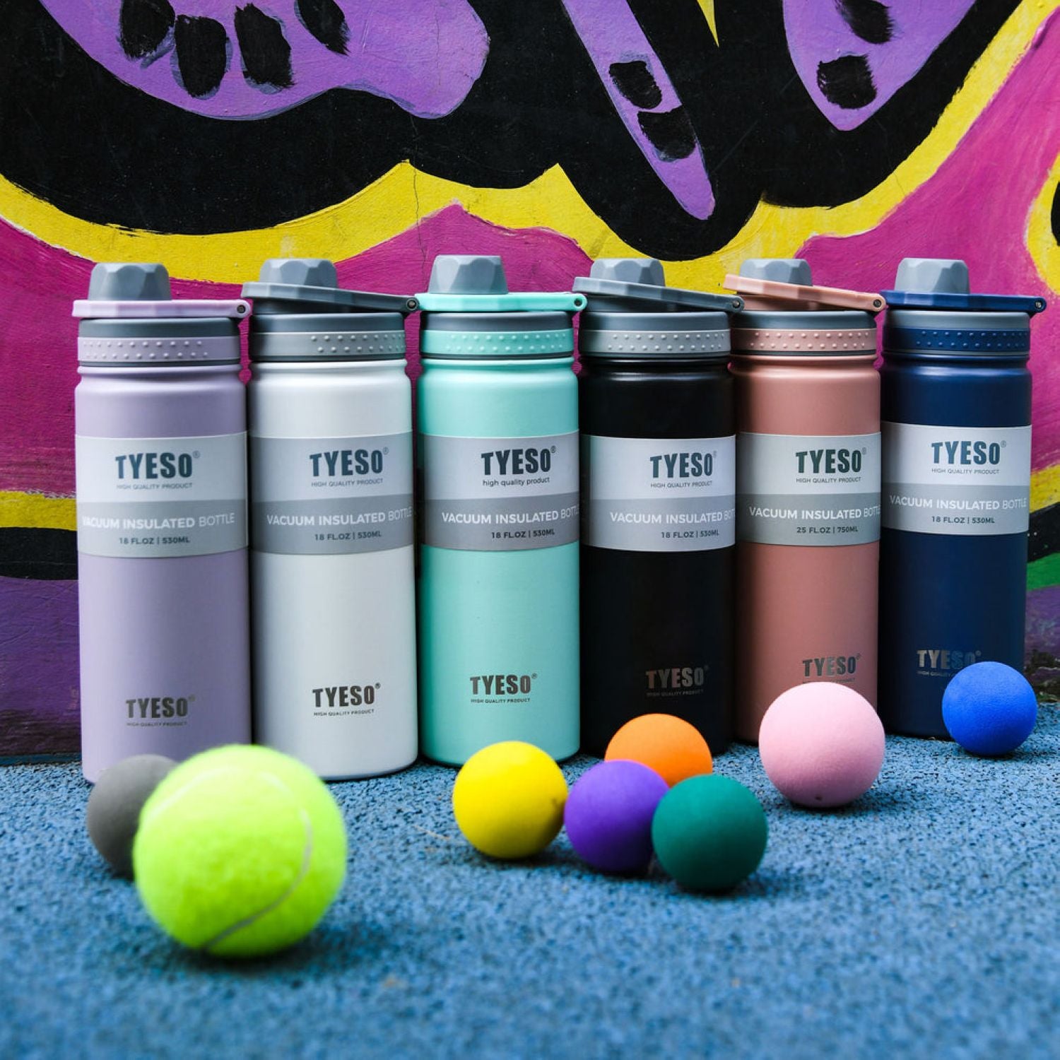Tyeso Revive (Matte) S/S Vacuum Insulated Bottle With Handle 600ML - Black