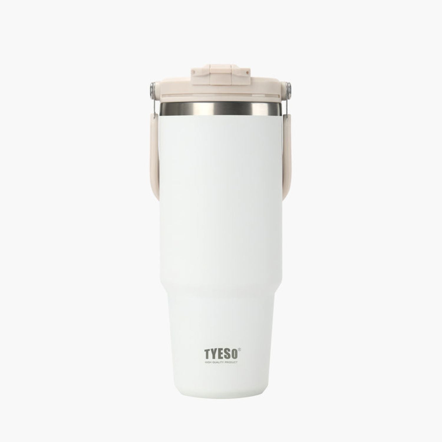 Tyeso Roam 2.0 Leakproof 2 In 1 Sip & Straw Lid S/S Vacuum Insulated Tumbler With Handle 1200ML - White