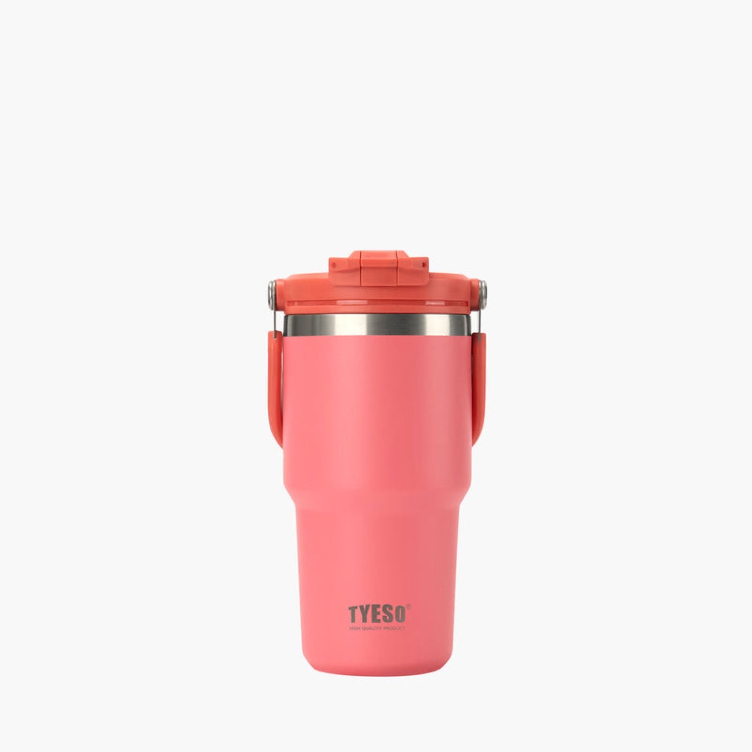 Tyeso Roam 2.0 Leakproof 2 In 1 Sip & Straw Lid S/S Vacuum Insulated Tumbler With Handle 600ML - Dark Pink