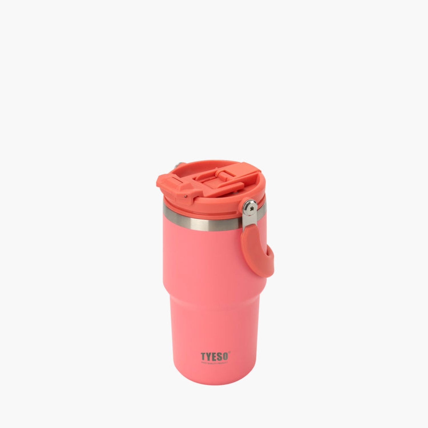 Tyeso Roam 2.0 Leakproof 2 In 1 Sip & Straw Lid S/S Vacuum Insulated Tumbler With Handle 600ML - Dark Pink