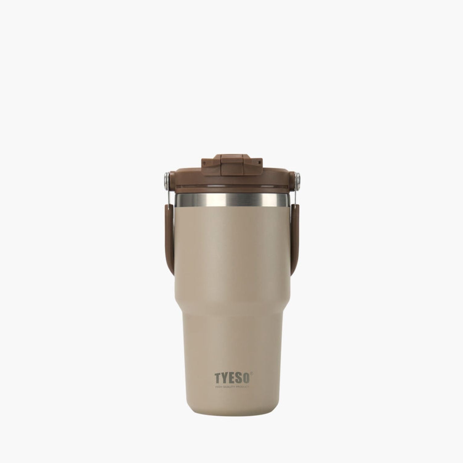 Tyeso Roam 2.0 Leakproof 2 In 1 Sip & Straw Lid S/S Vacuum Insulated Tumbler With Handle 600ML - Mocha