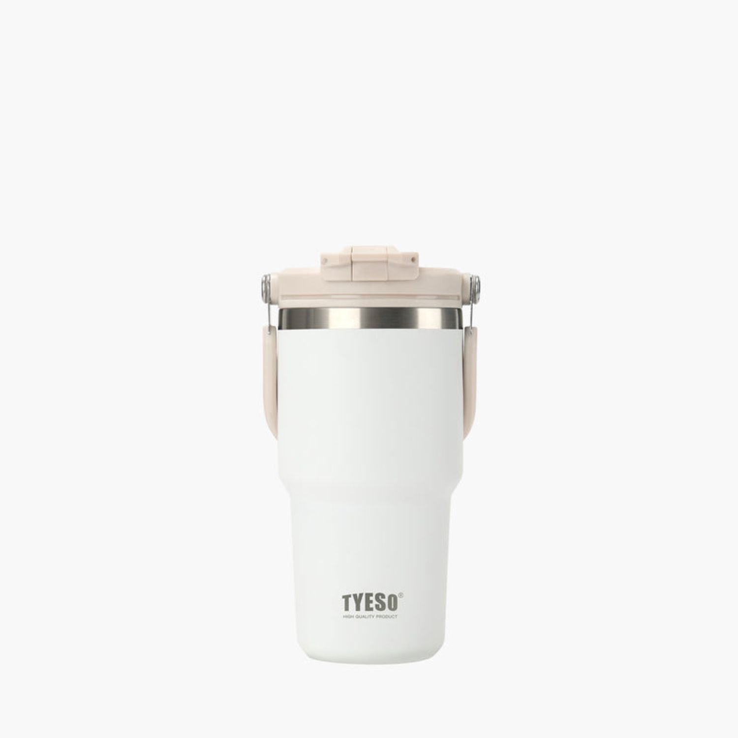 Tyeso Roam 2.0 Leakproof 2 In 1 Sip & Straw Lid S/S Vacuum Insulated Tumbler With Handle 600ML - White