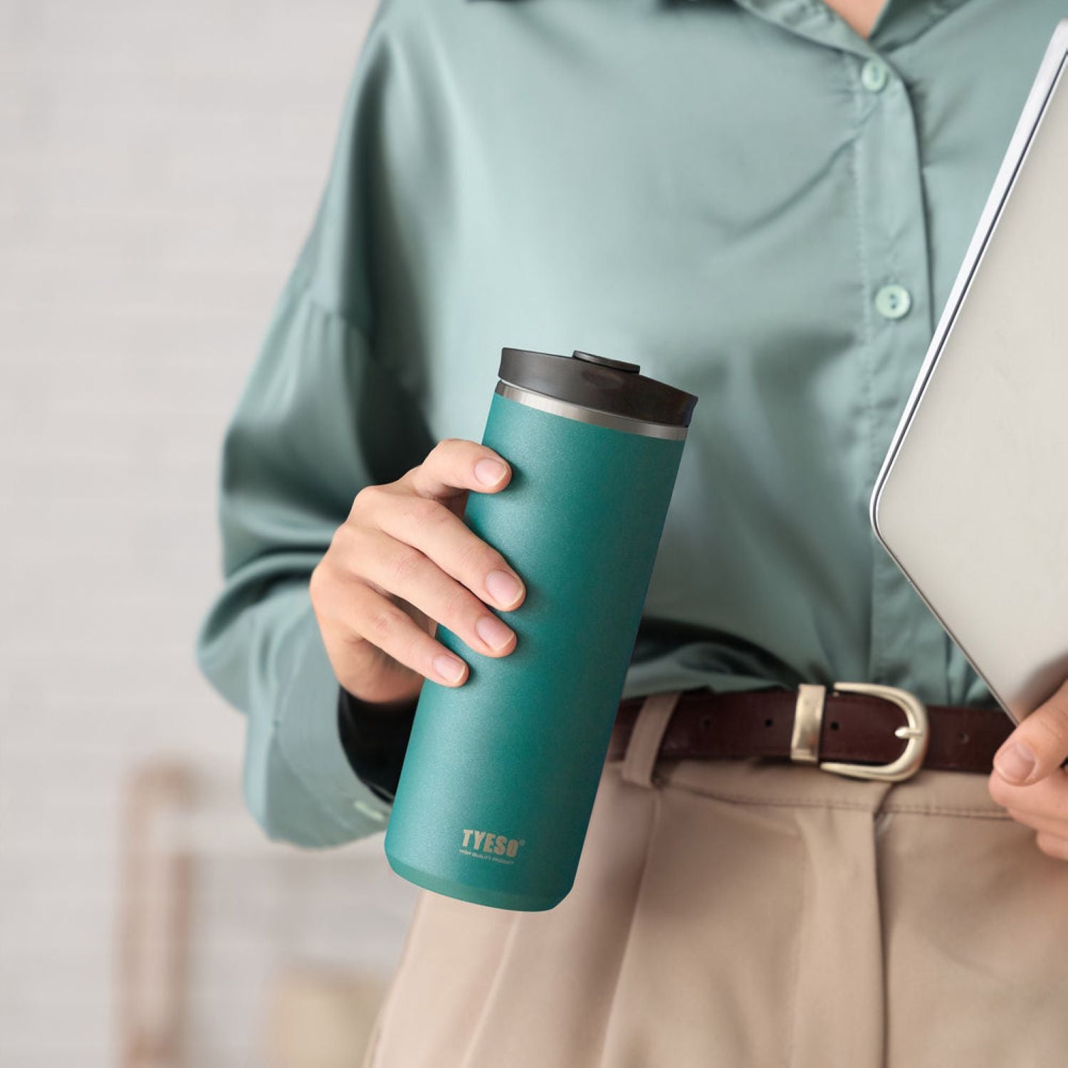 Tyeso Vant Leakproof Multi Press S/S Vacuum Tumbler 600ML - Green