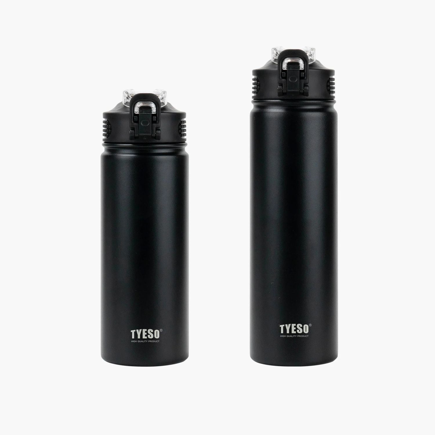 Tyeso Wander Lockable One Press Straw Flip Lid S/S Vacuum Insulated Bottle With Handle 600ml - Black