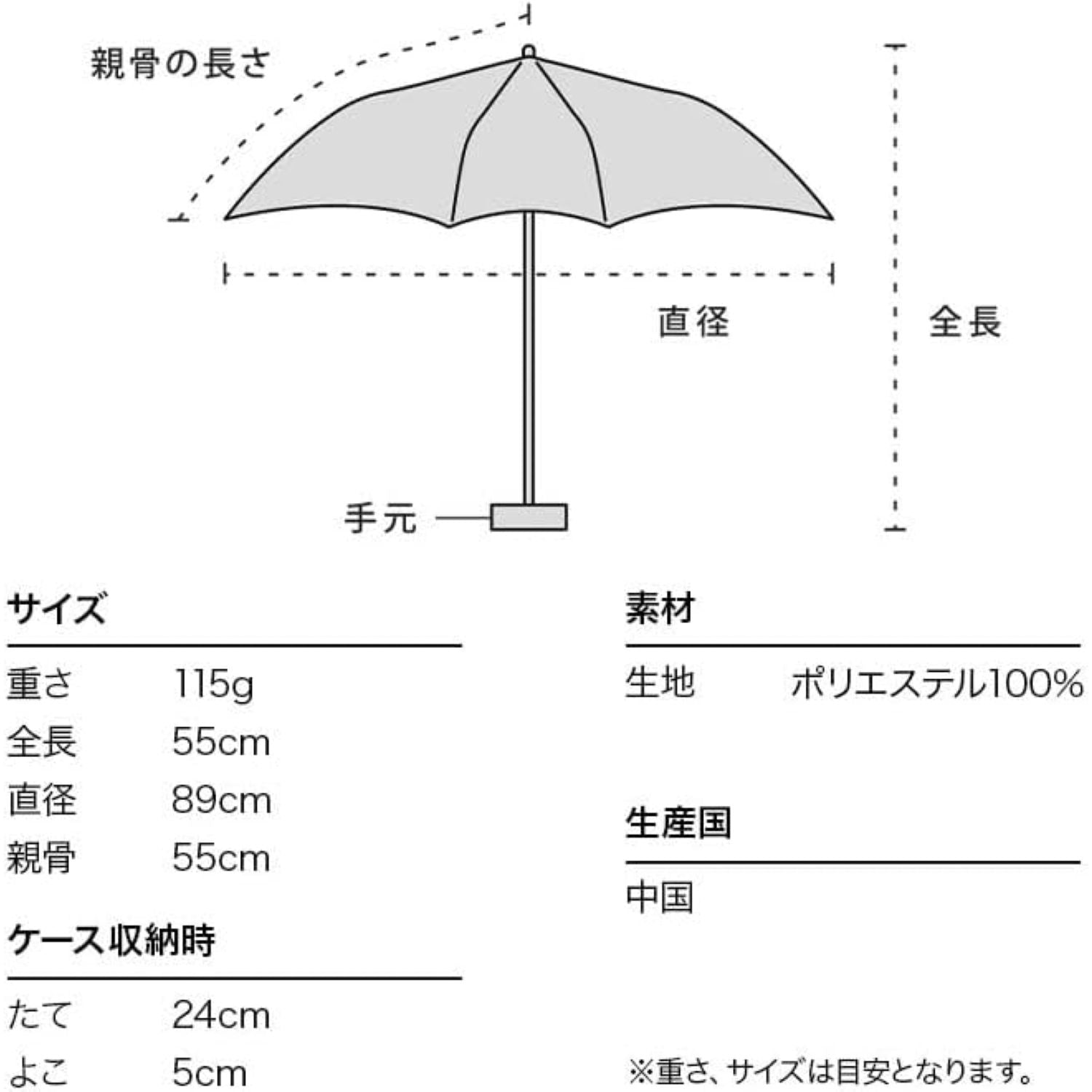 WPC Airlight UV Protection Umbrella 55cm - Bicolor Petit Heart (Black)