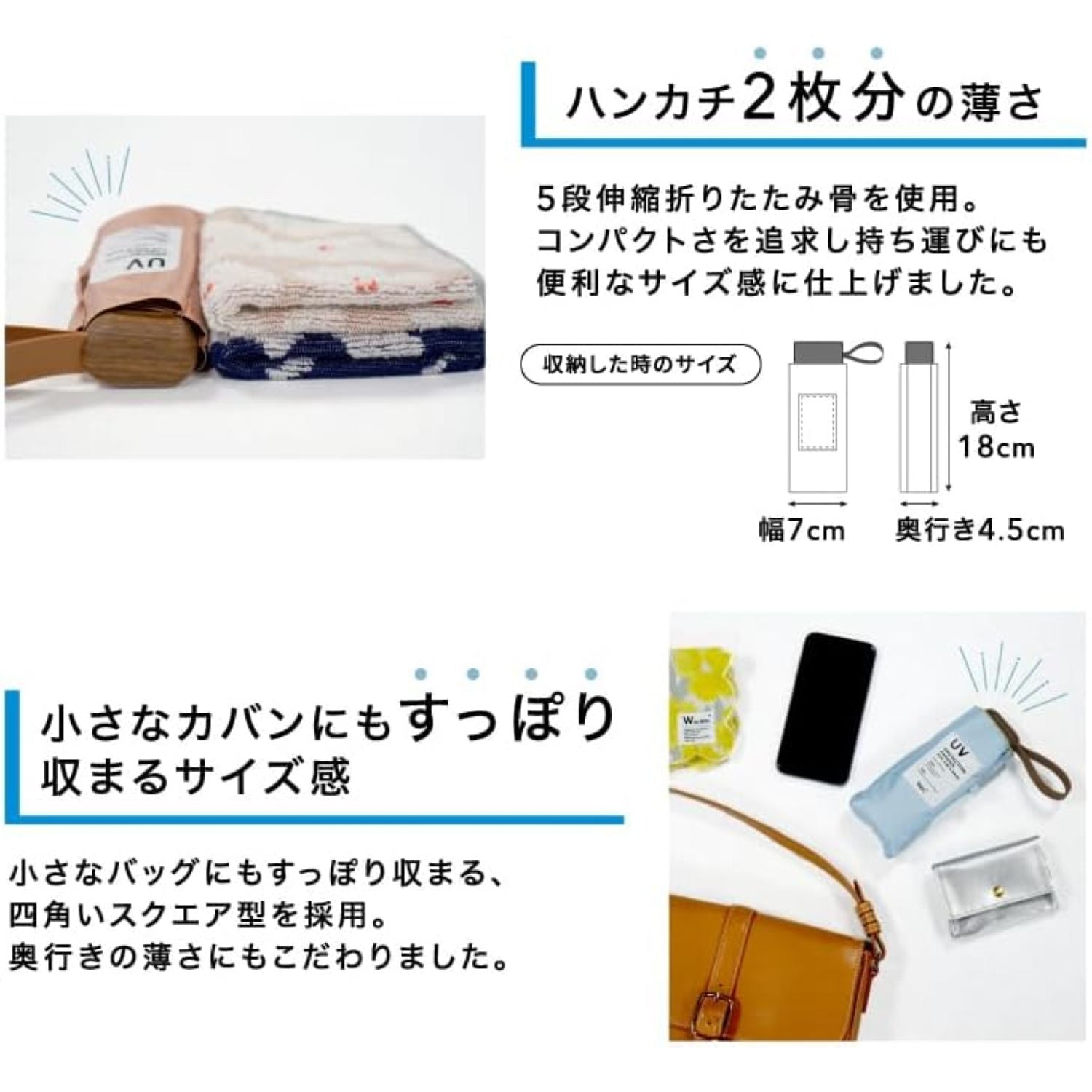 WPC Color Inside (2025) UV Protection Upf 50+ Umbrella 50cm (Saxe Blue)