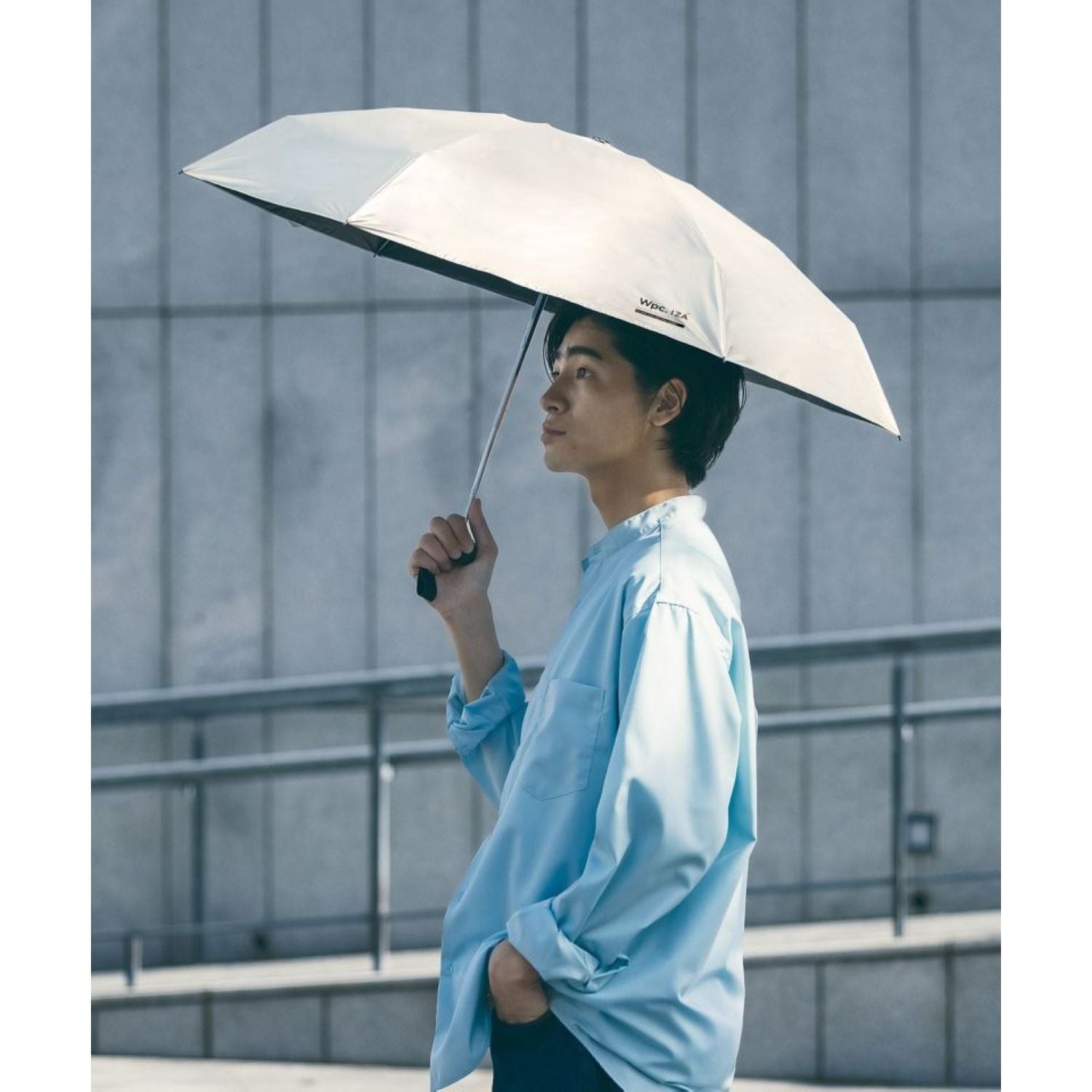 WPC IZA Compact (2025) UV Protection UPF 50+ Umbrella 53cm (Light Grey X Off White)